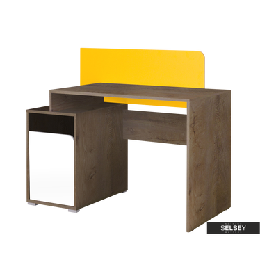 Schreibtisch JALIME Holzoptik/weiß/gelb