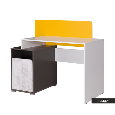 Schreibtisch JALIME weiß/grau/gelb