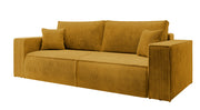 Dreisitziges ausklappbares Sofa Farese mit Stauraum, senfgelber Cord