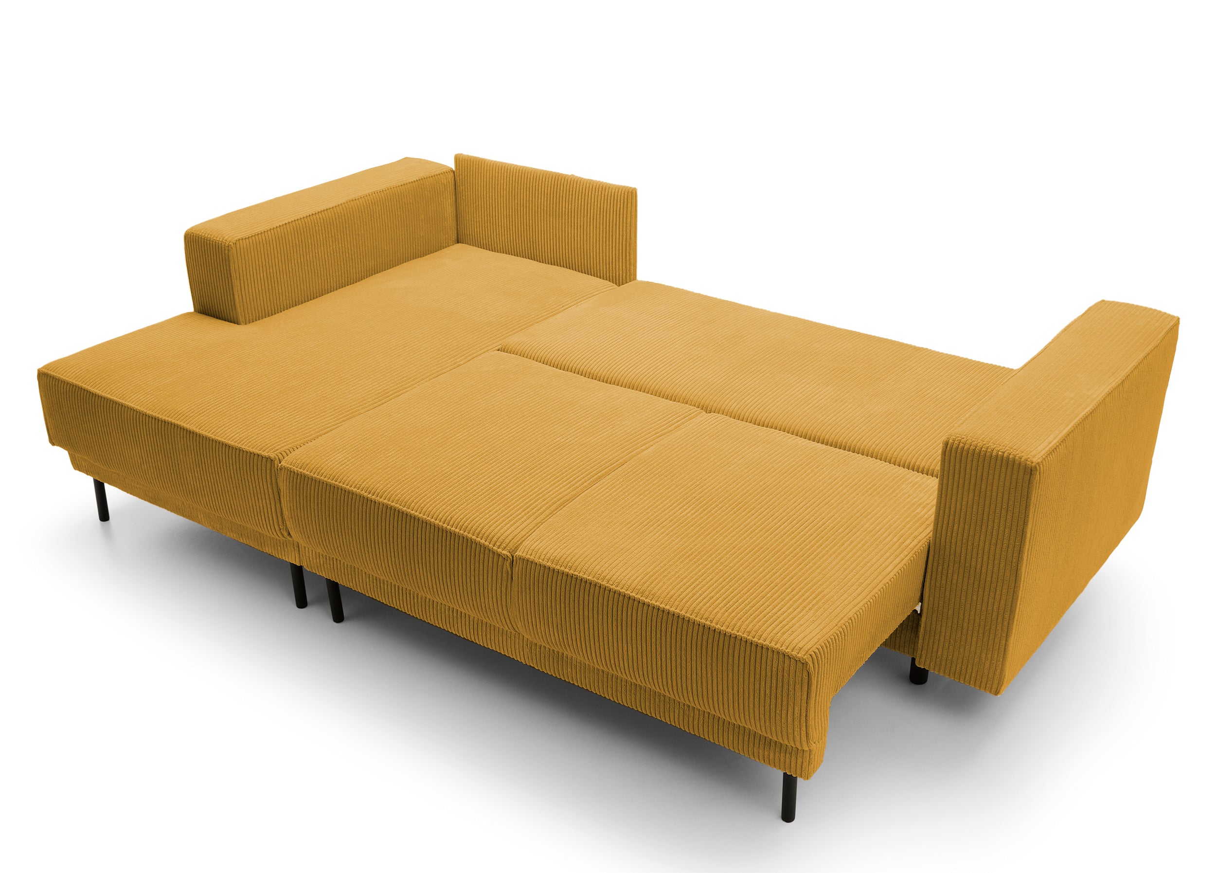 Ecksofa mit Schlaffunktion Rodario mini, L-förmig, mit Stauraum, senfgelb, Cordstoff, linksseitig