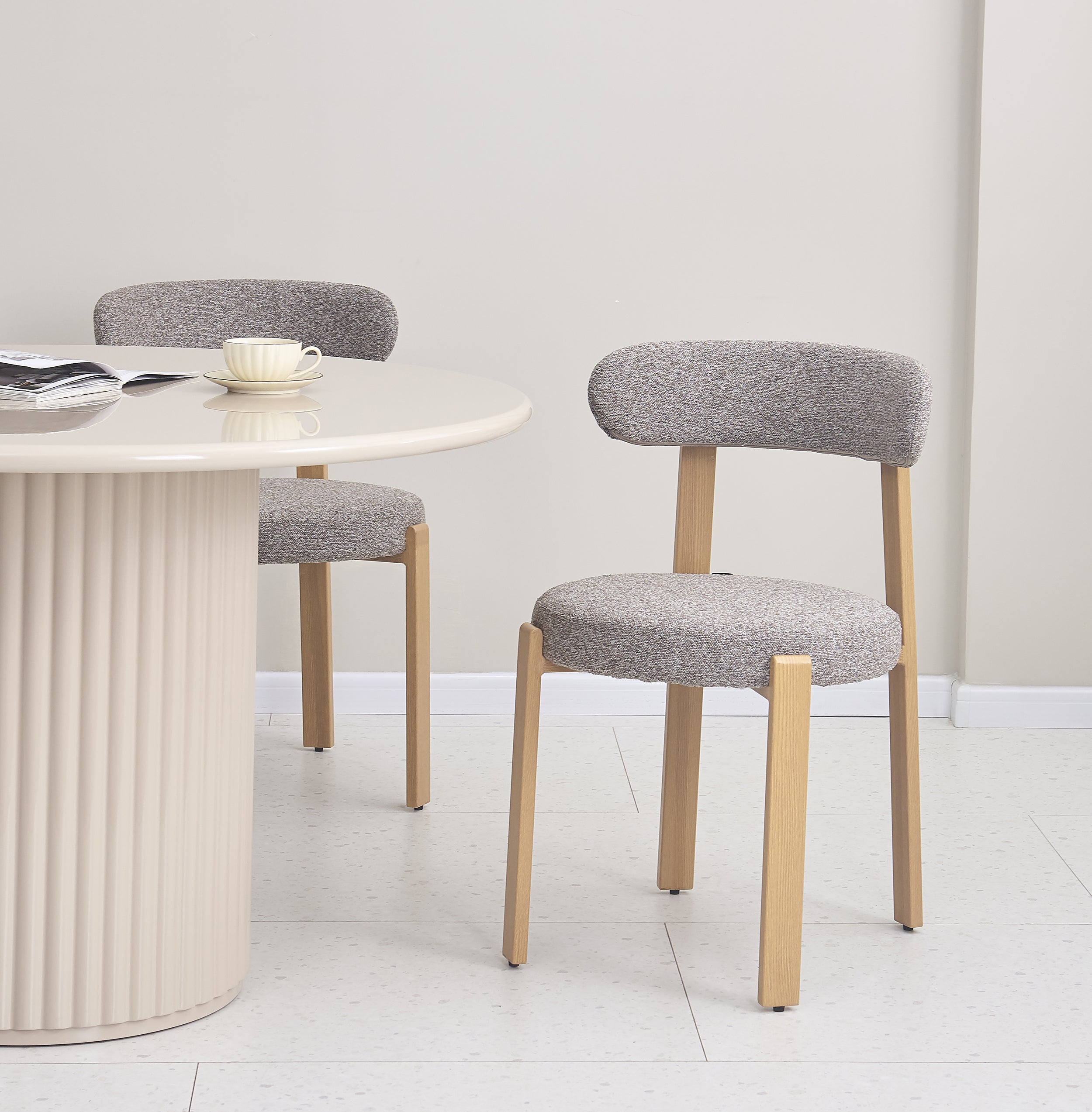 Runder Esstisch Prinise 120 cm Taupe Hochglanz