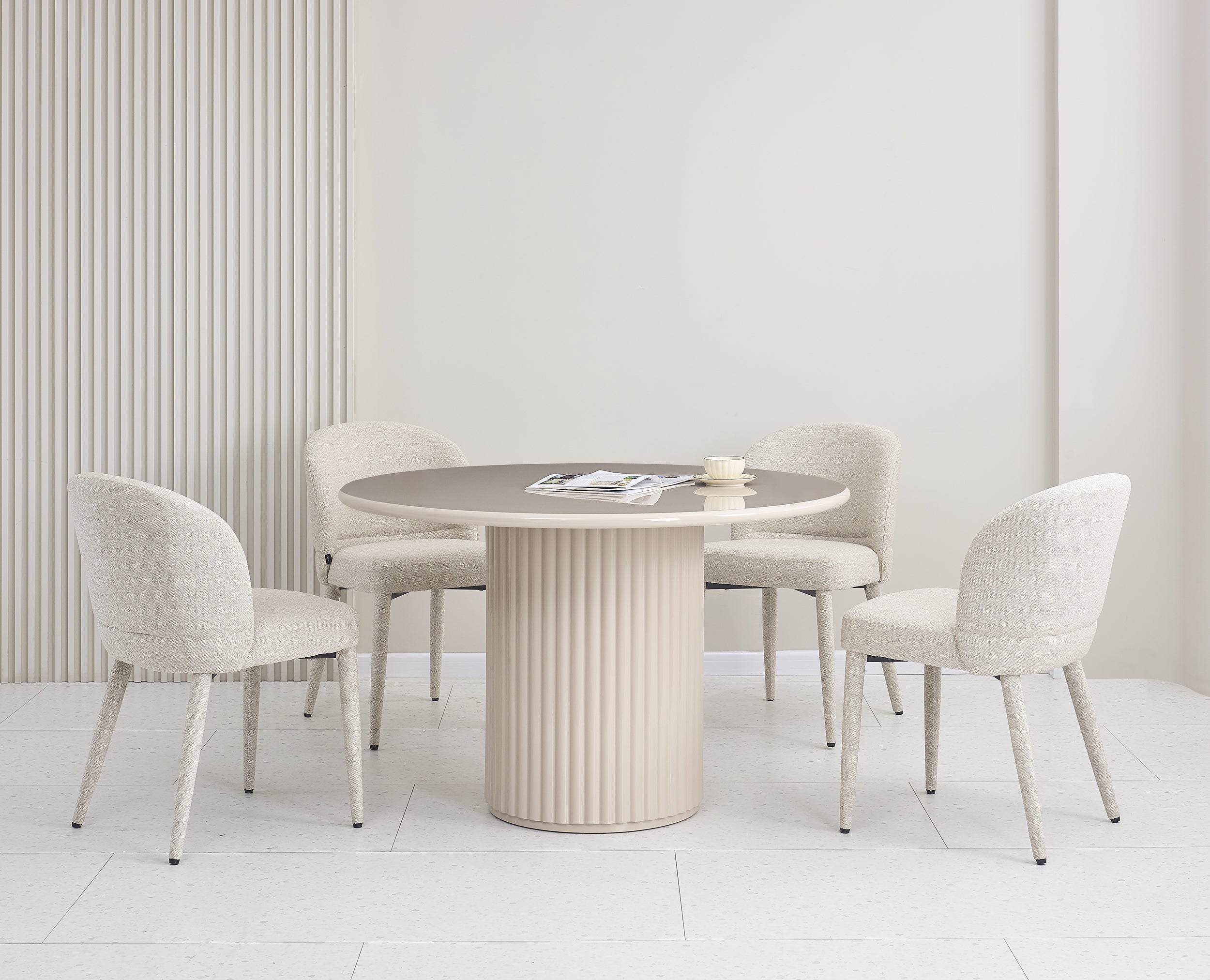 Runder Esstisch Prinise 120 cm Taupe Hochglanz