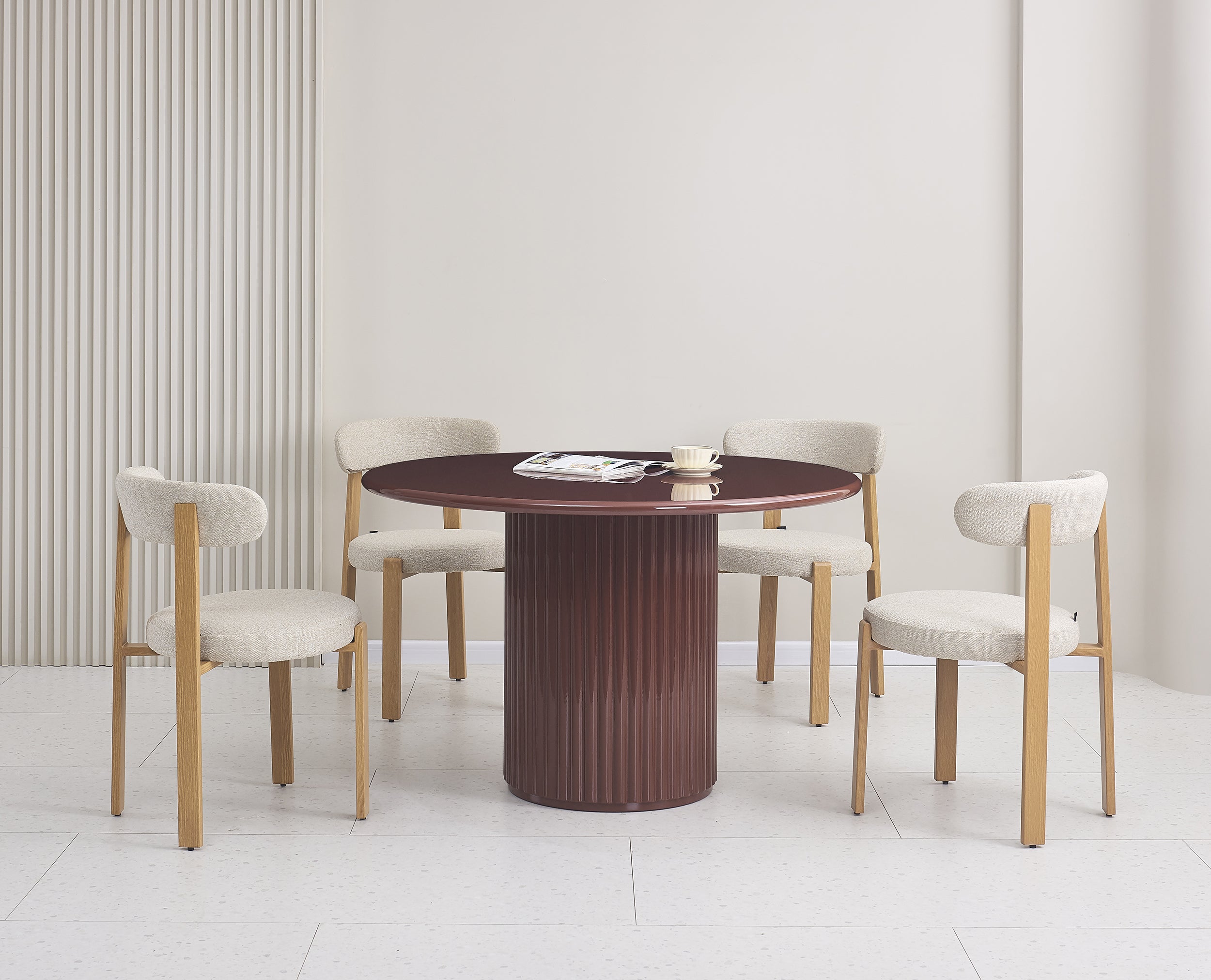 Bezogenes Esszimmerstuhl Afinatte in beige Bouclé