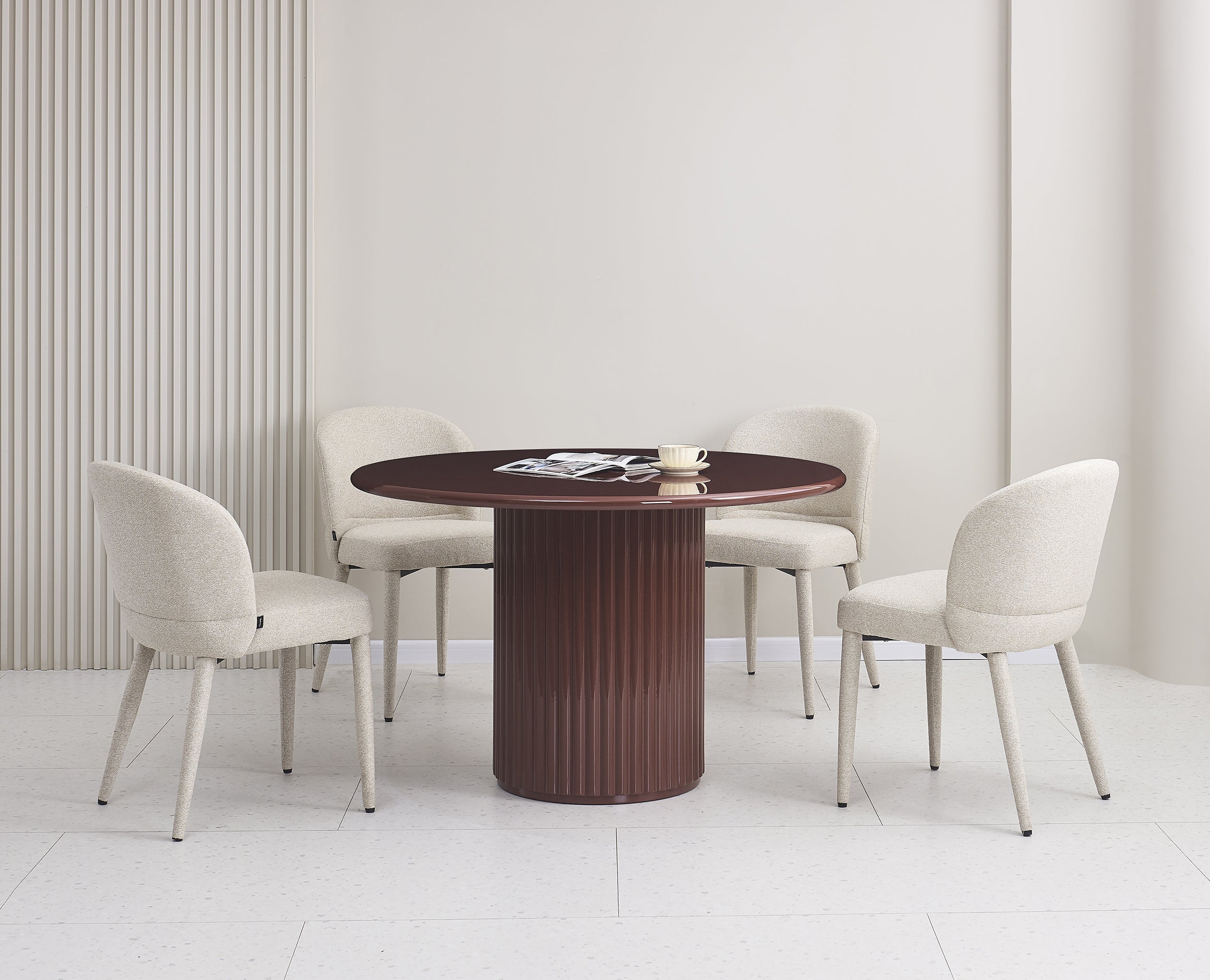 Runder Esstisch Prinise 120 cm, bordeaux, Hochglanz