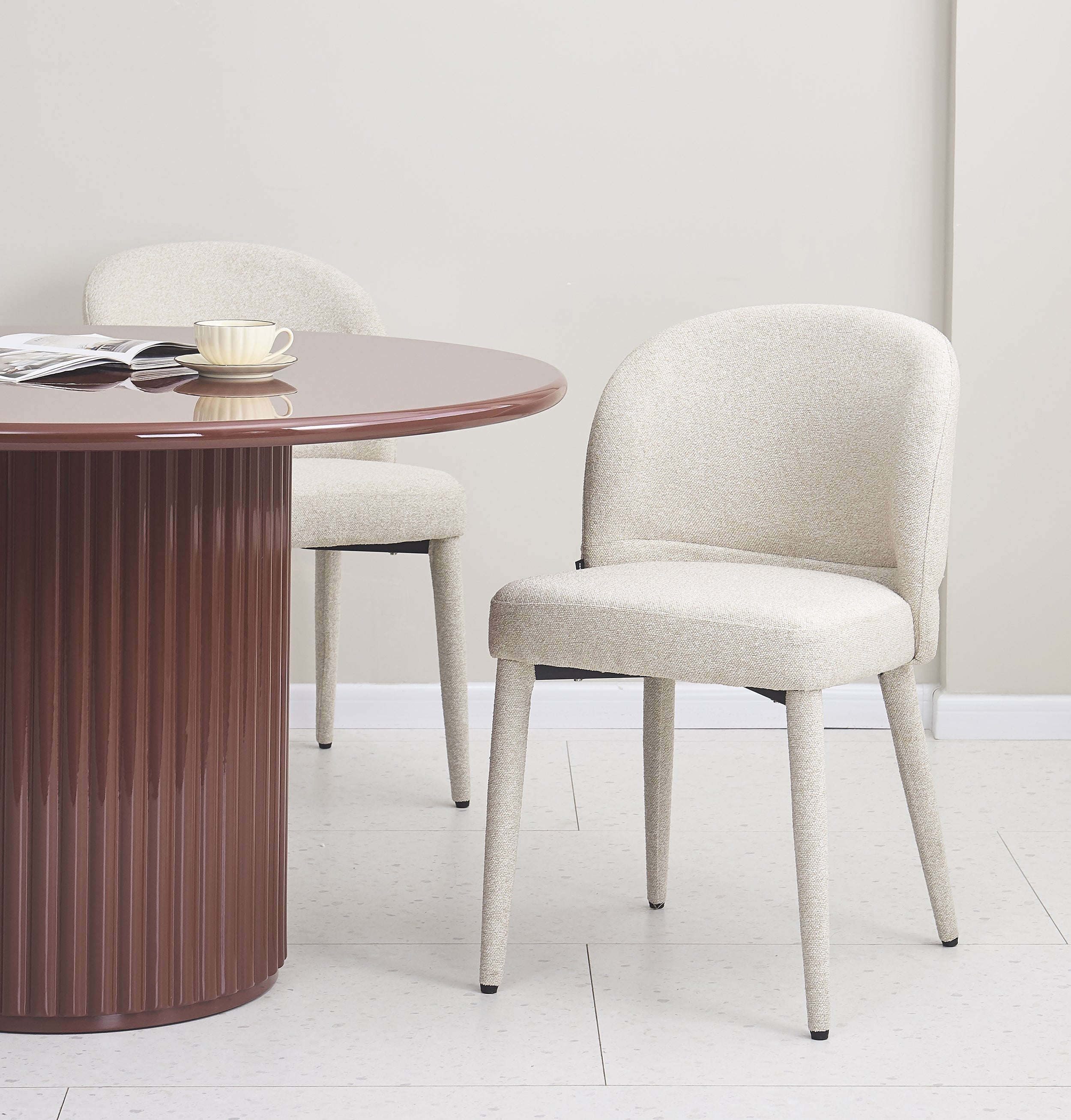 Runder Esstisch Prinise 120 cm, bordeaux, Hochglanz