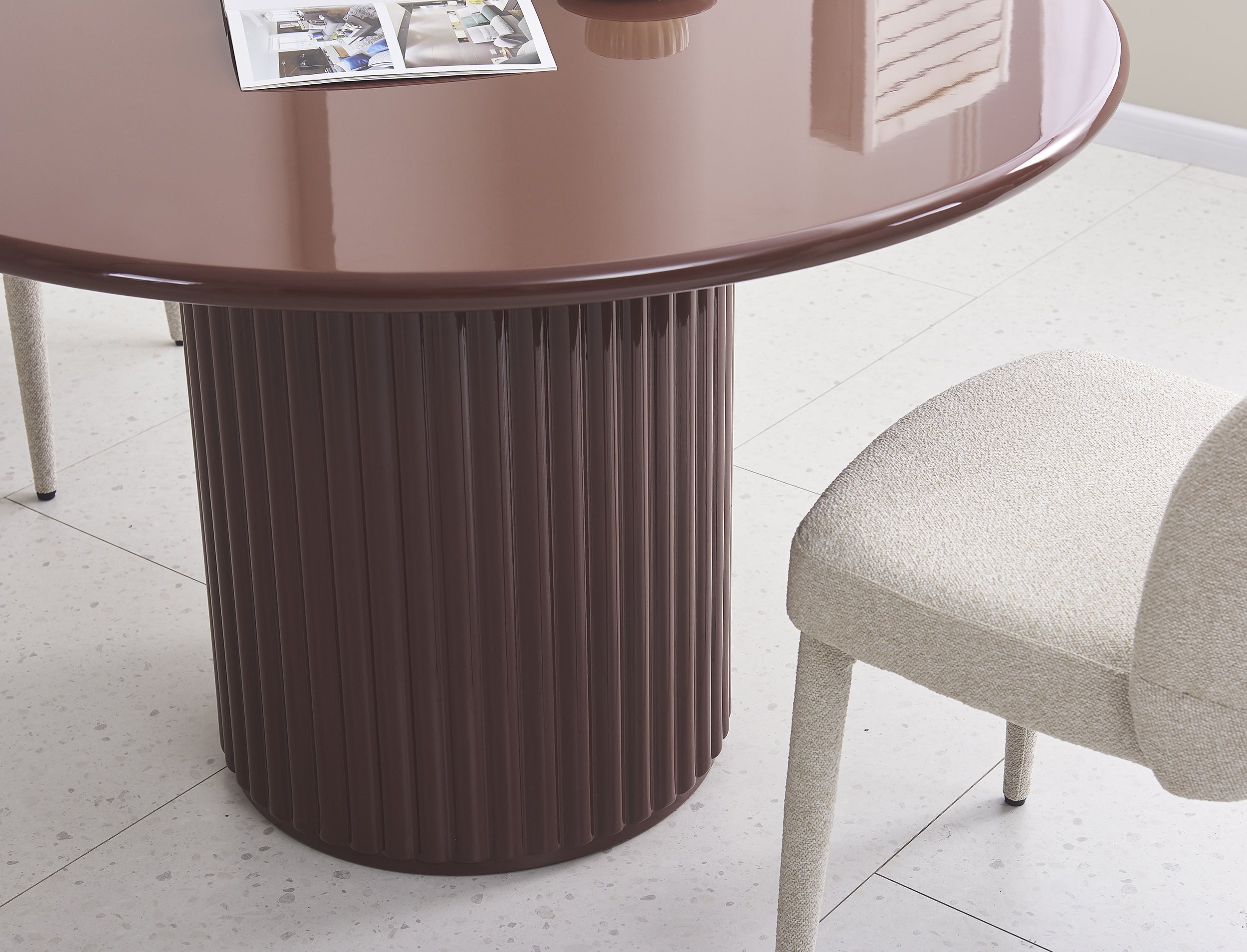 Runder Esstisch Prinise 120 cm, bordeaux, Hochglanz