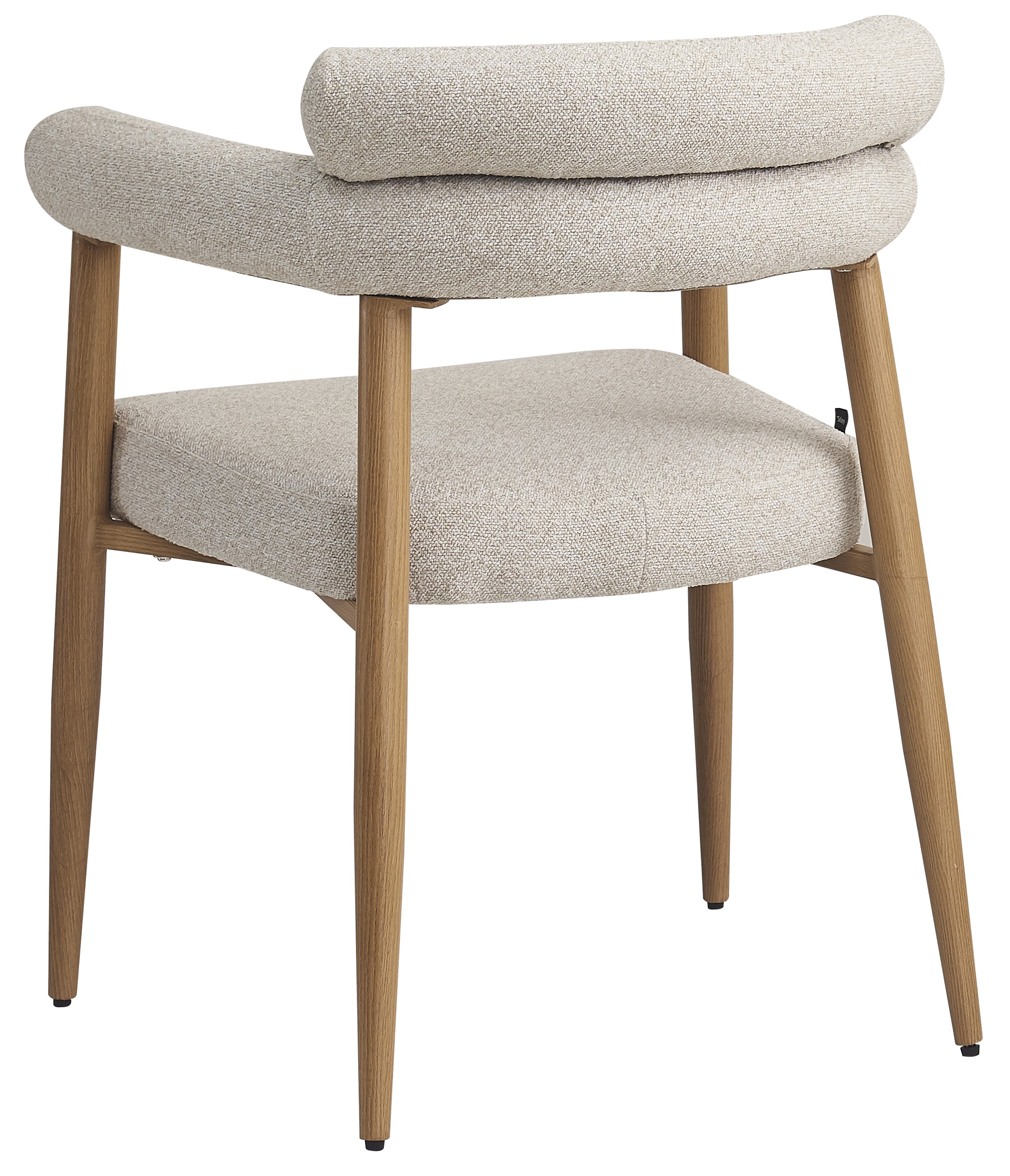 Bezogenes Esszimmerstuhl Pragess in Beige Bouclé/Natur Eiche