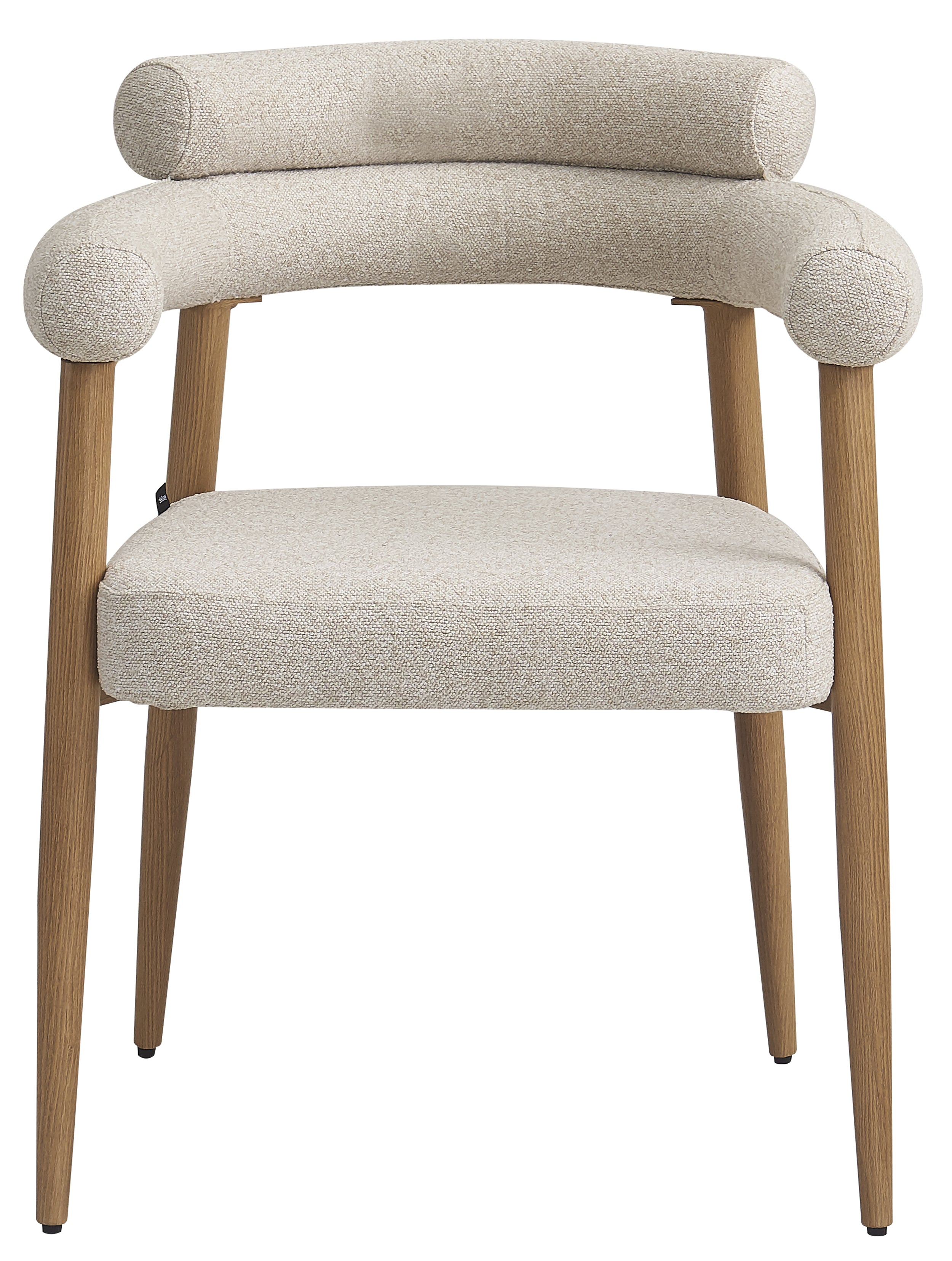 Bezogenes Esszimmerstuhl Pragess in Beige Bouclé/Natur Eiche