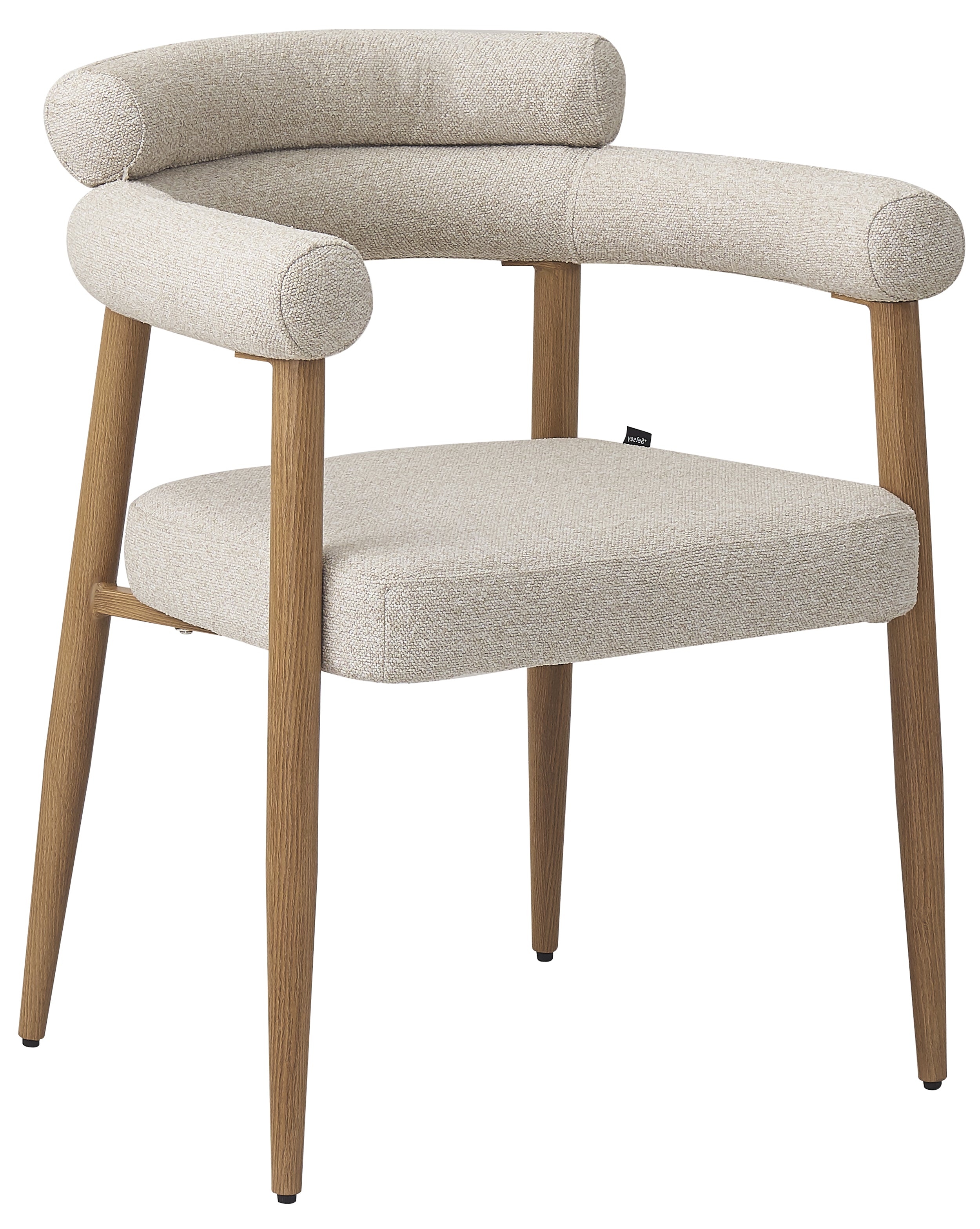 Bouclé Esszimmerstuhl Pragess in Beige