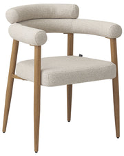 Bezogenes Esszimmerstuhl Pragess in Beige Bouclé/Natur Eiche