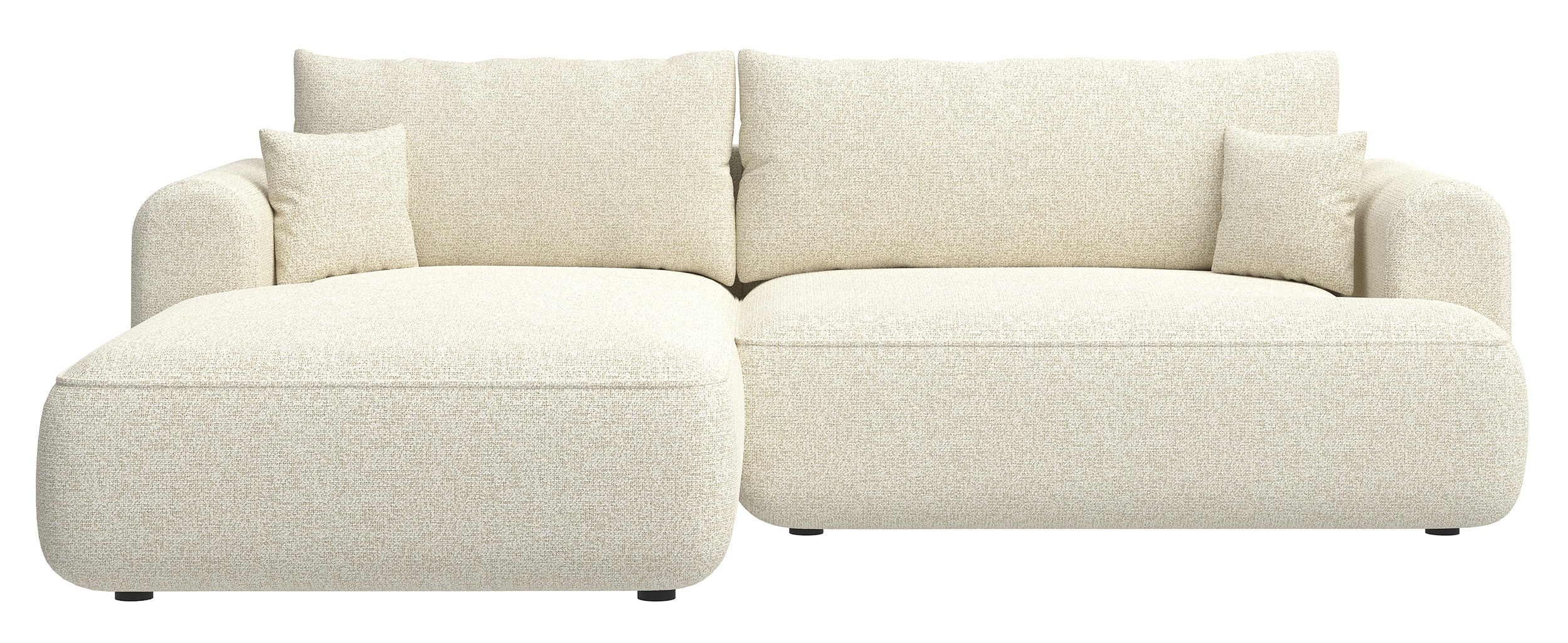 Ecksofa mit Schlaffunktion Ovo L-förmig, hellbeige Geflecht, linksseitig