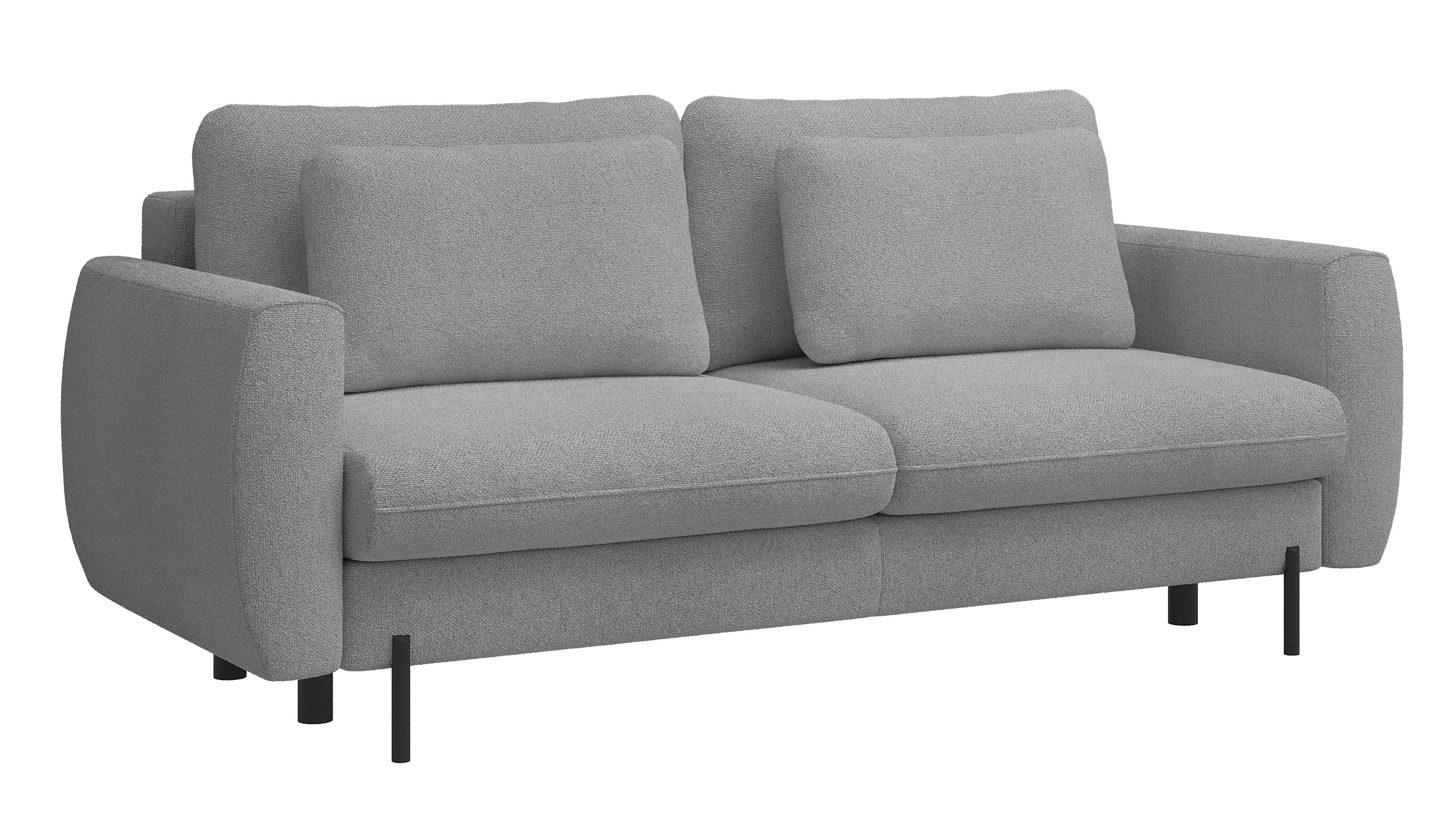 Dreisitziges ausklappbares Sofa Rane mit Stauraum, grauer hydrophober Chenille-Stoff
