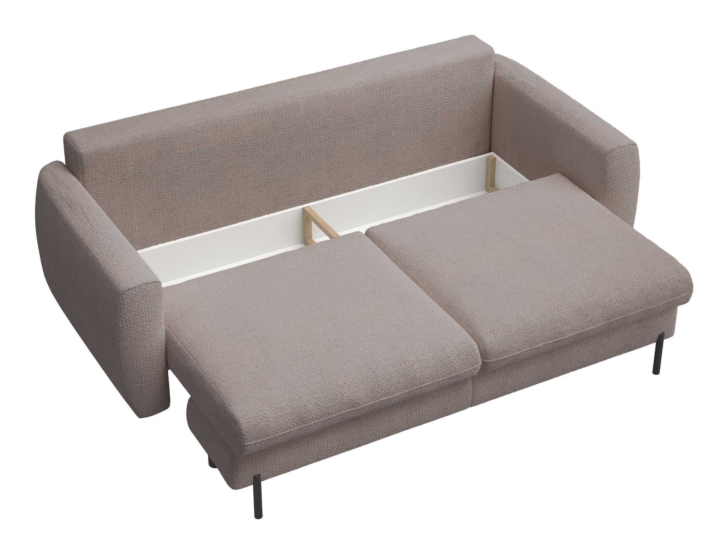 Drei-Sitzer-Schlafsofa Rane mit Stauraum, beige, hydrophobes Chenille