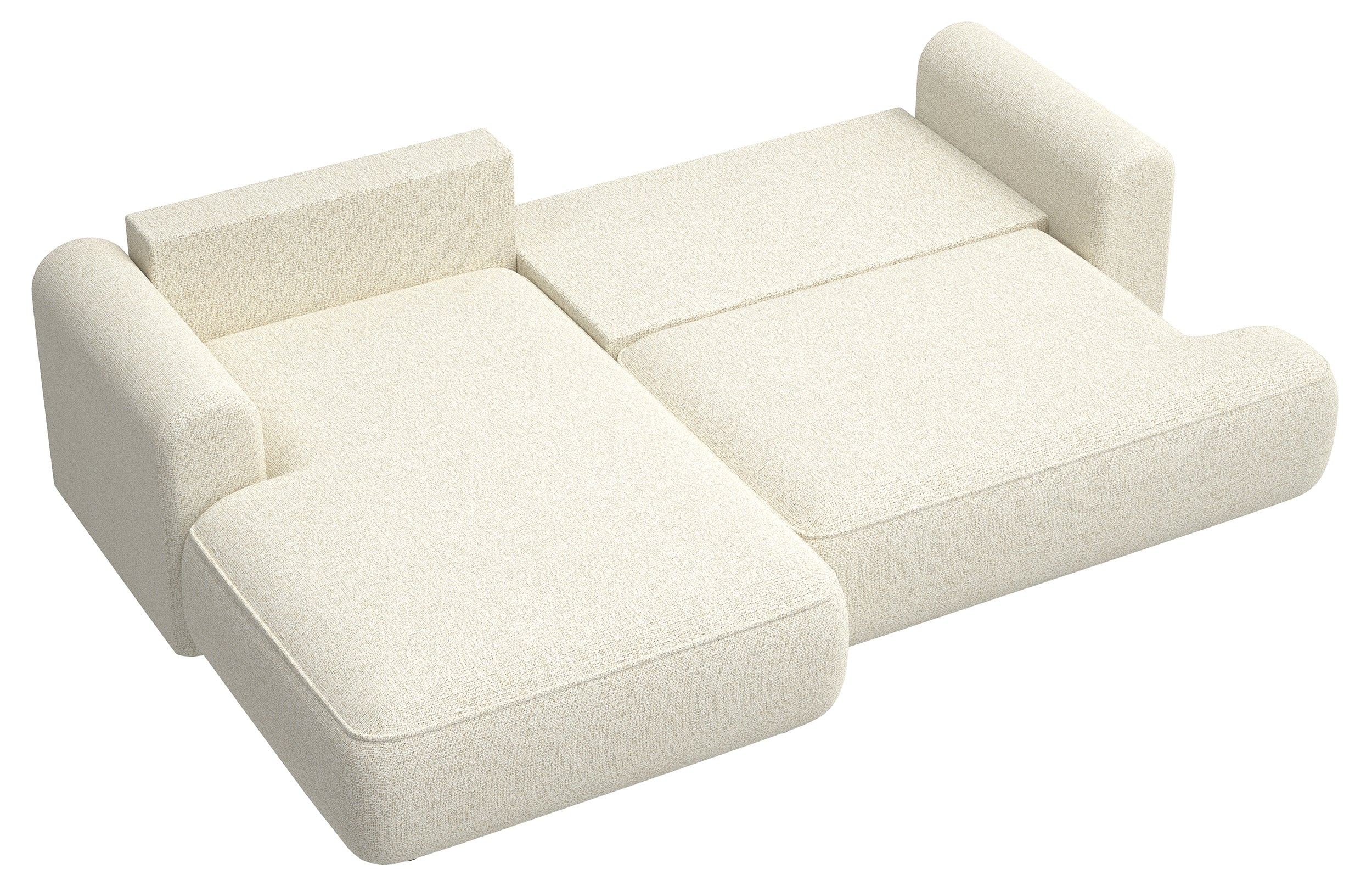 Ecksofa mit Schlaffunktion Ovo L-förmig, hellbeige Geflecht, linksseitig