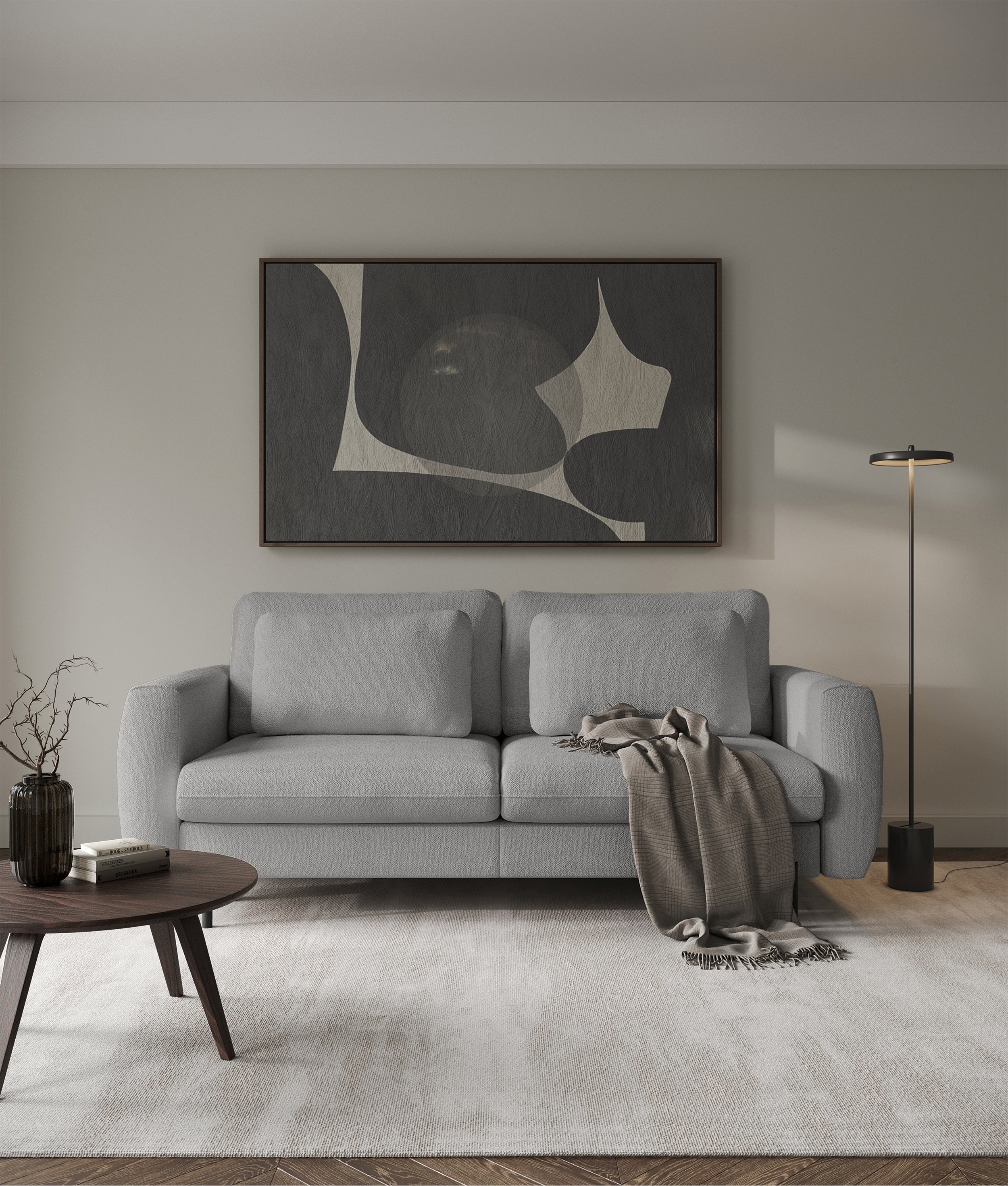 Dreisitziges ausklappbares Sofa Rane mit Stauraum, grauer hydrophober Chenille-Stoff