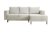 Ecksofa mit Schlafunktion Rodario Mini, L-förmig, mit Stauraum, hellbeiger, pflegeleichter Samt, rechtsseitig