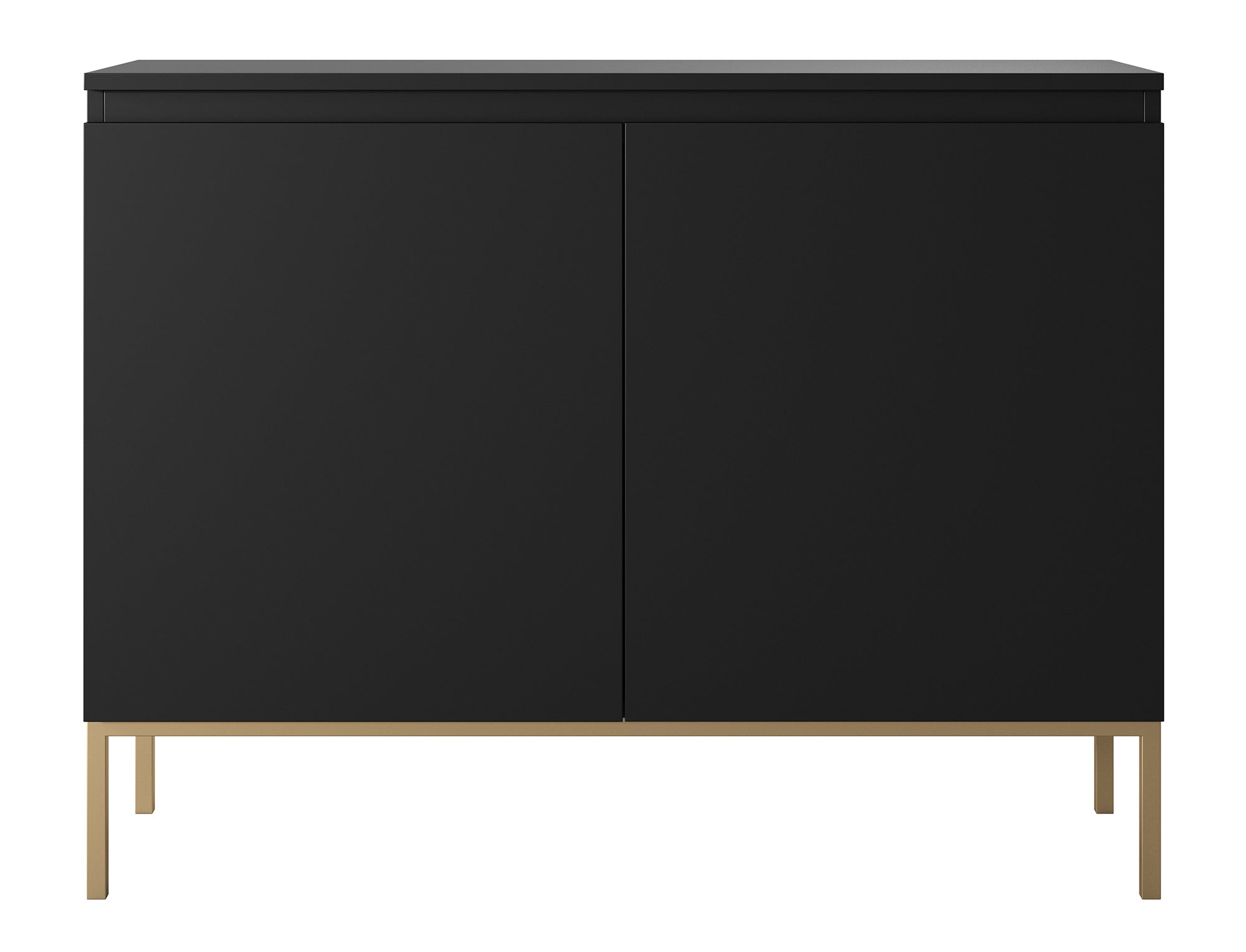 Zweiturige Kommode Bemmi 100 cm schwarz mit goldenen Beinen