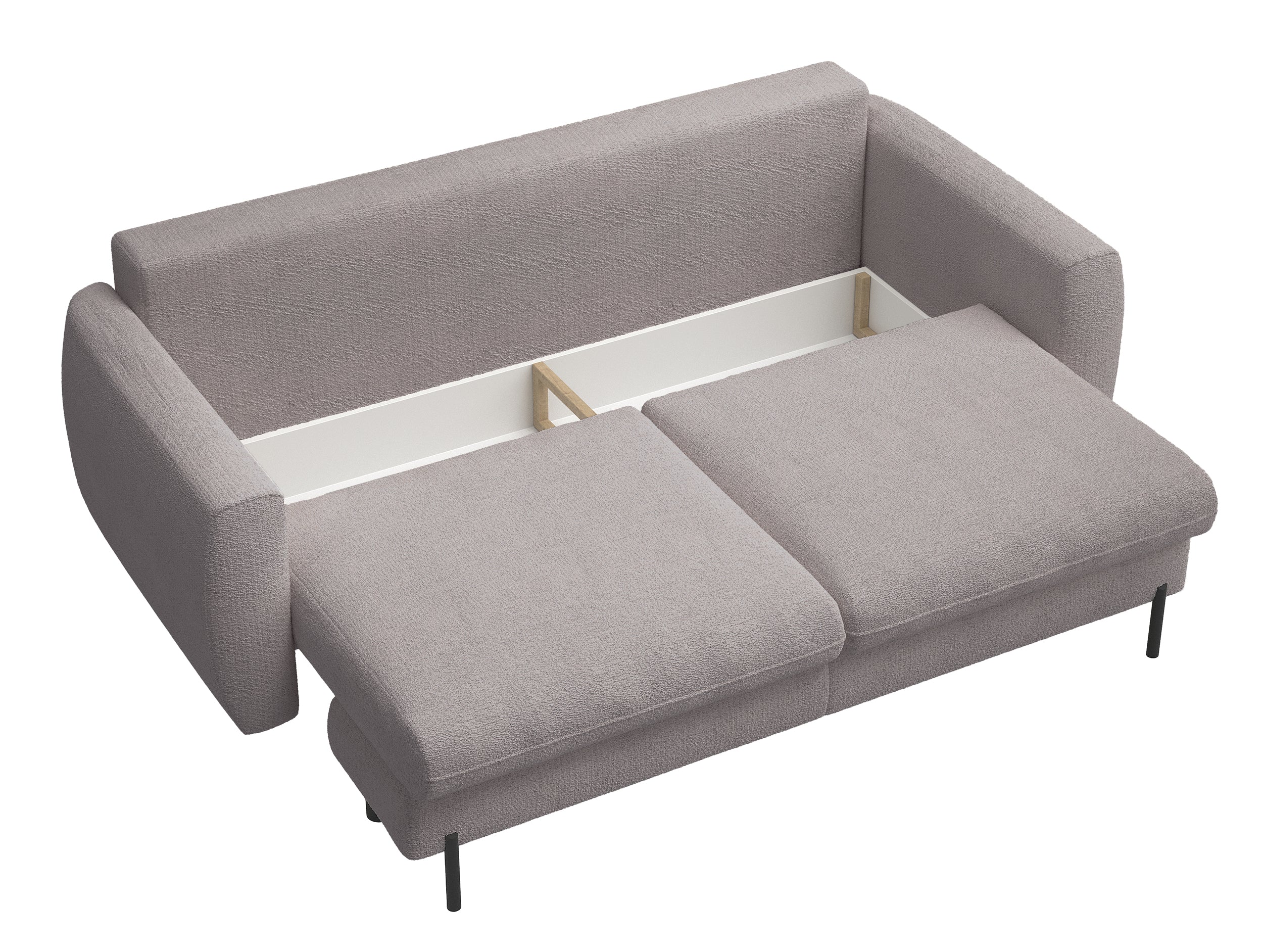 Dreisitziges ausklappbares Sofa Rane mit Stauraum, grau-beige, hydrophobes Chenille-Gewebe