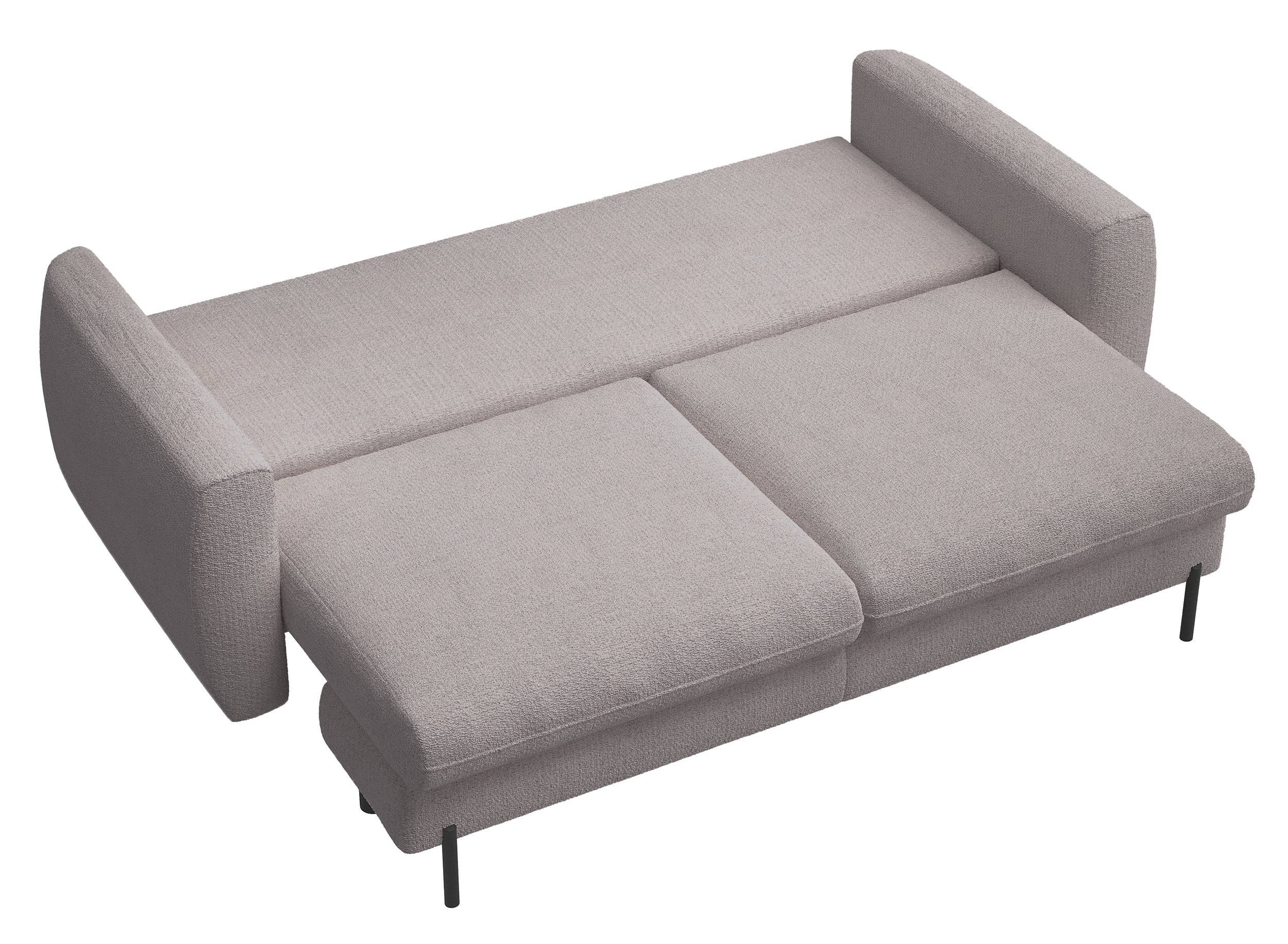 Dreisitziges ausklappbares Sofa Rane mit Stauraum, grau-beige, hydrophobes Chenille-Gewebe