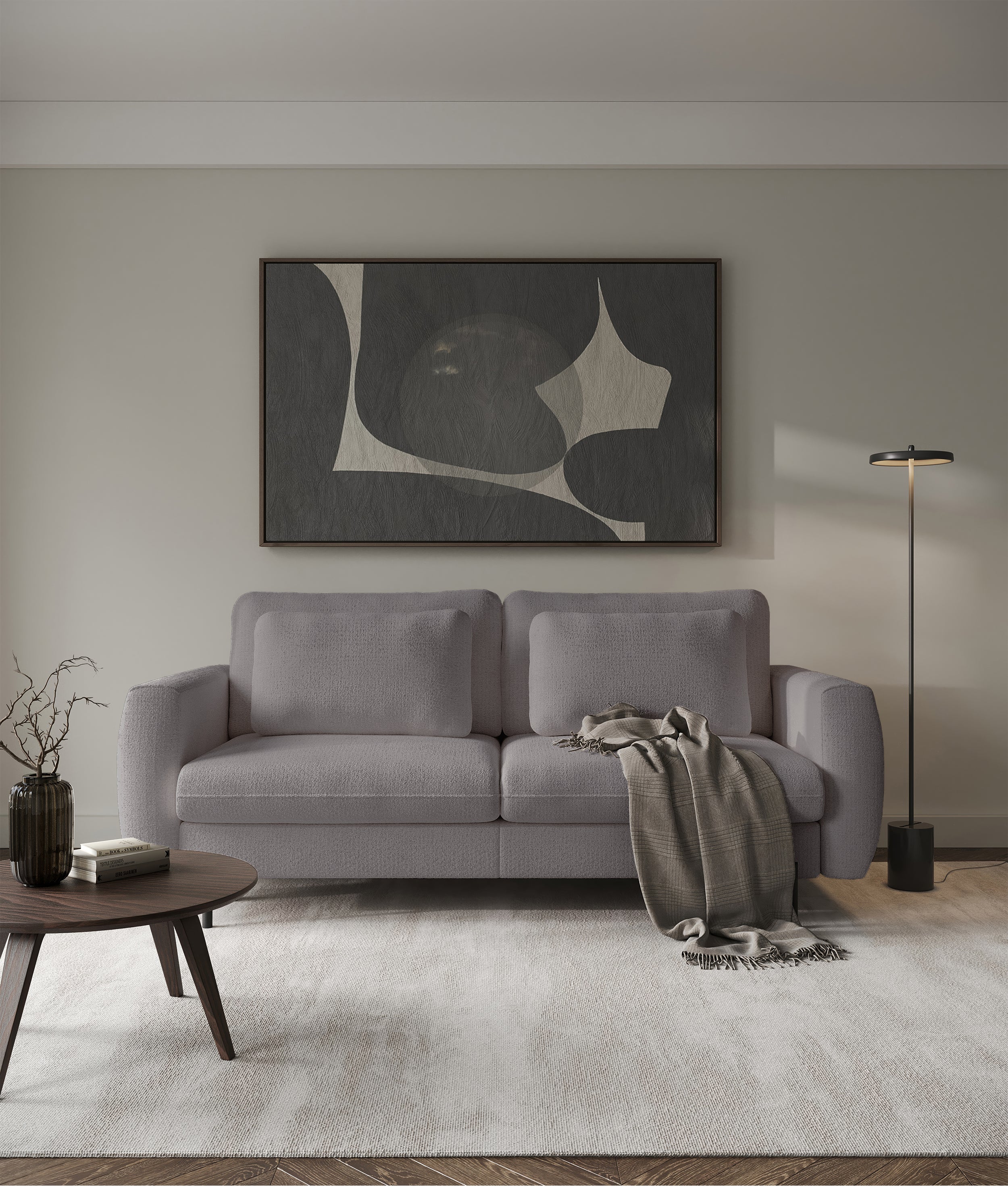 Dreisitziges ausklappbares Sofa Rane mit Stauraum, grau-beige, hydrophobes Chenille-Gewebe