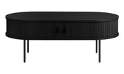 Holz-Couchtisch Gativel 120x60 cm Lamellen Eiche Schwarz
