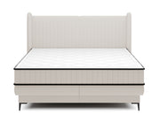 Kontinentales Bett 160x200 cm Daliano mit Stauraum, cremefarbener Samt