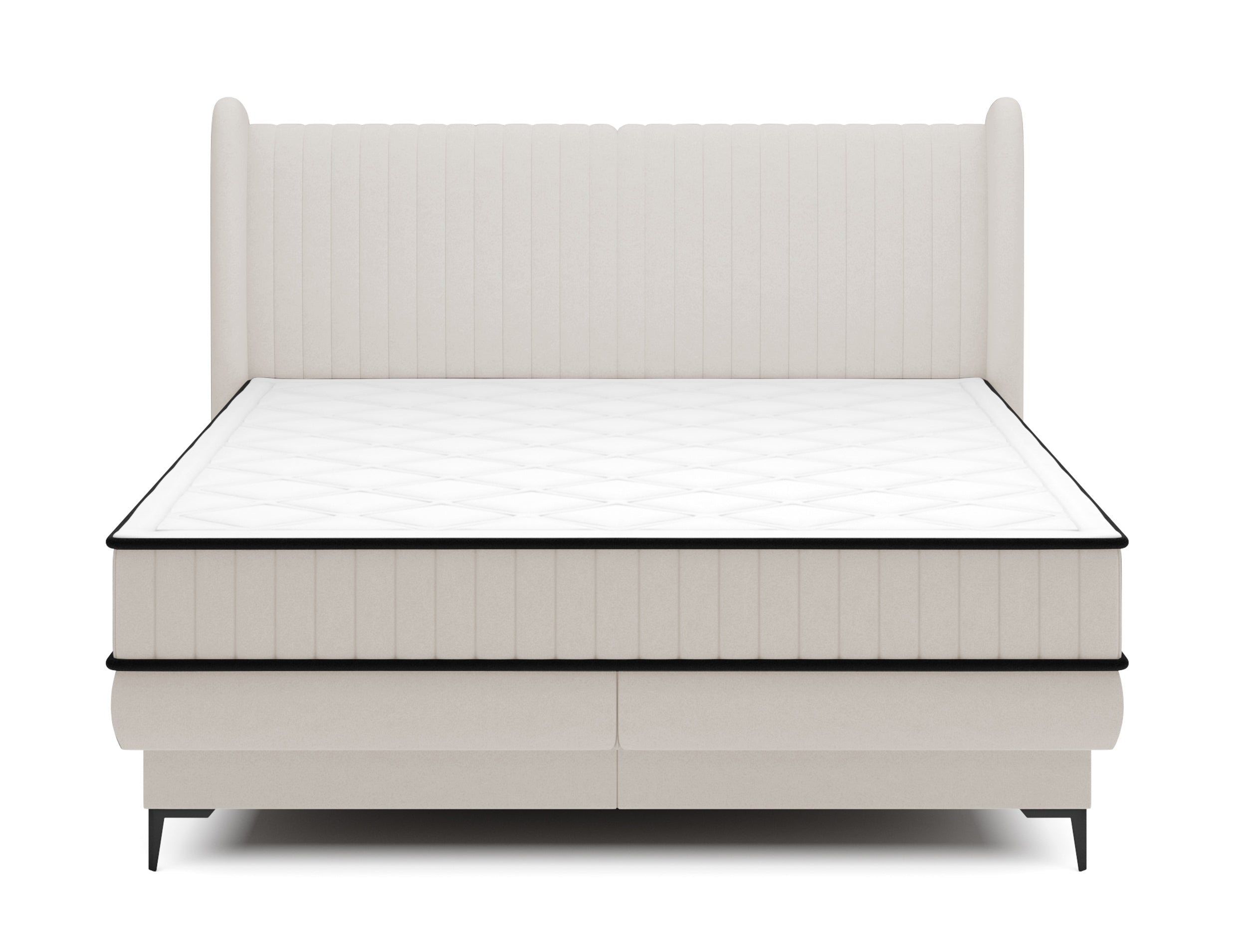 Kontinentalbett 140x200 cm Daliano mit Stauraum, cremefarbener Samt