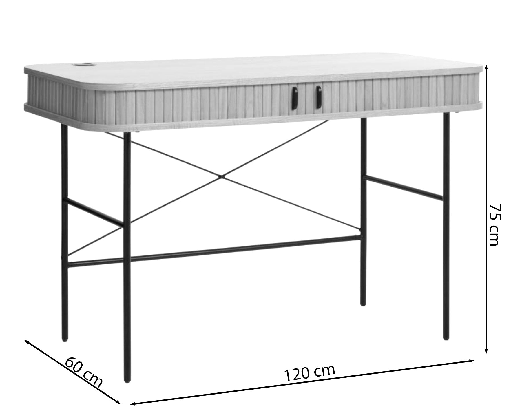 Schreibtisch Gativel 120x60 cm Lamellen Eiche Schwarz