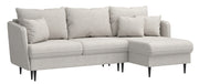 Ecksofa mit Schlafunktion Volio, L-förmig, hellbeige Chenille, schwarze Beine