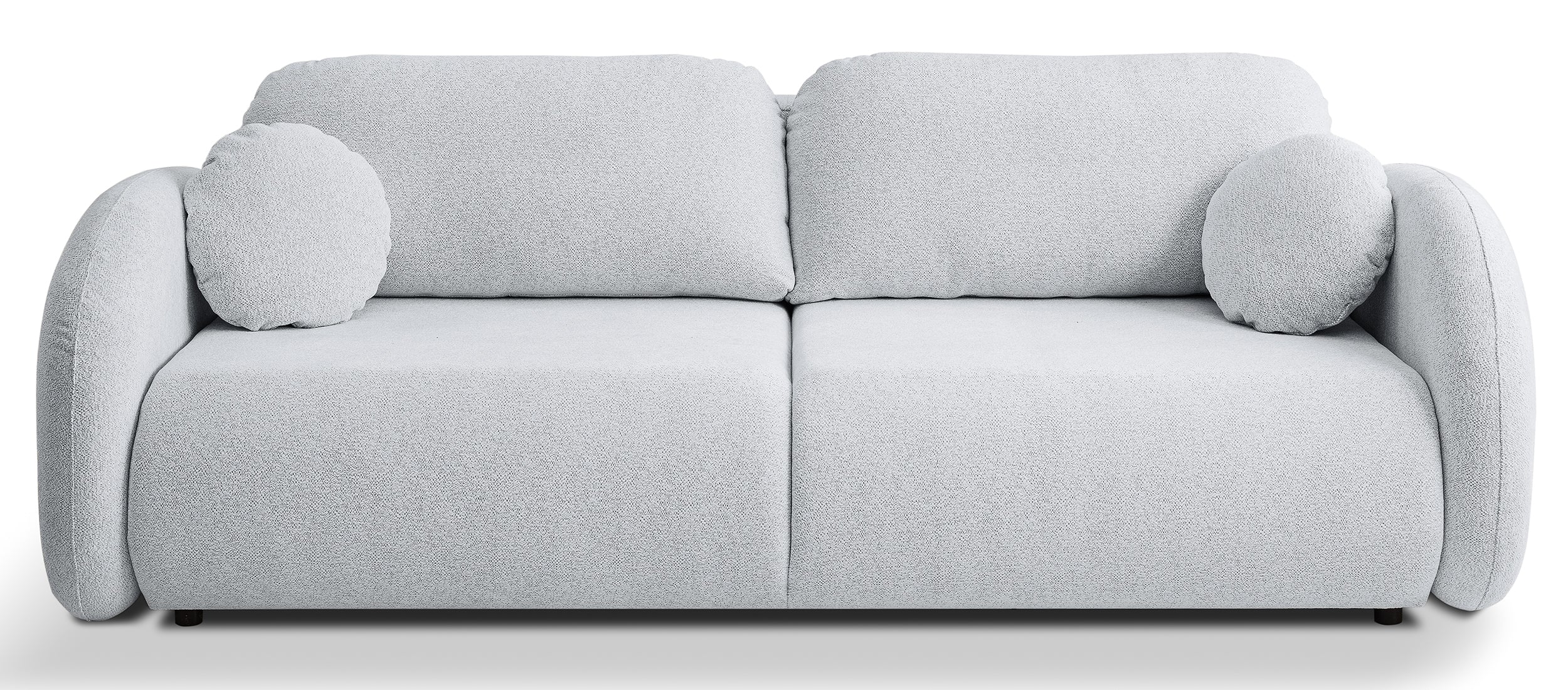 Dreisitziges ausklappbares Sofa Ovally mit Stauraum, hellgrauer Chenillestoff