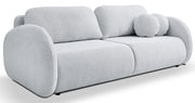Dreisitziges ausklappbares Sofa Ovally mit Stauraum, hellgrauer Chenillestoff