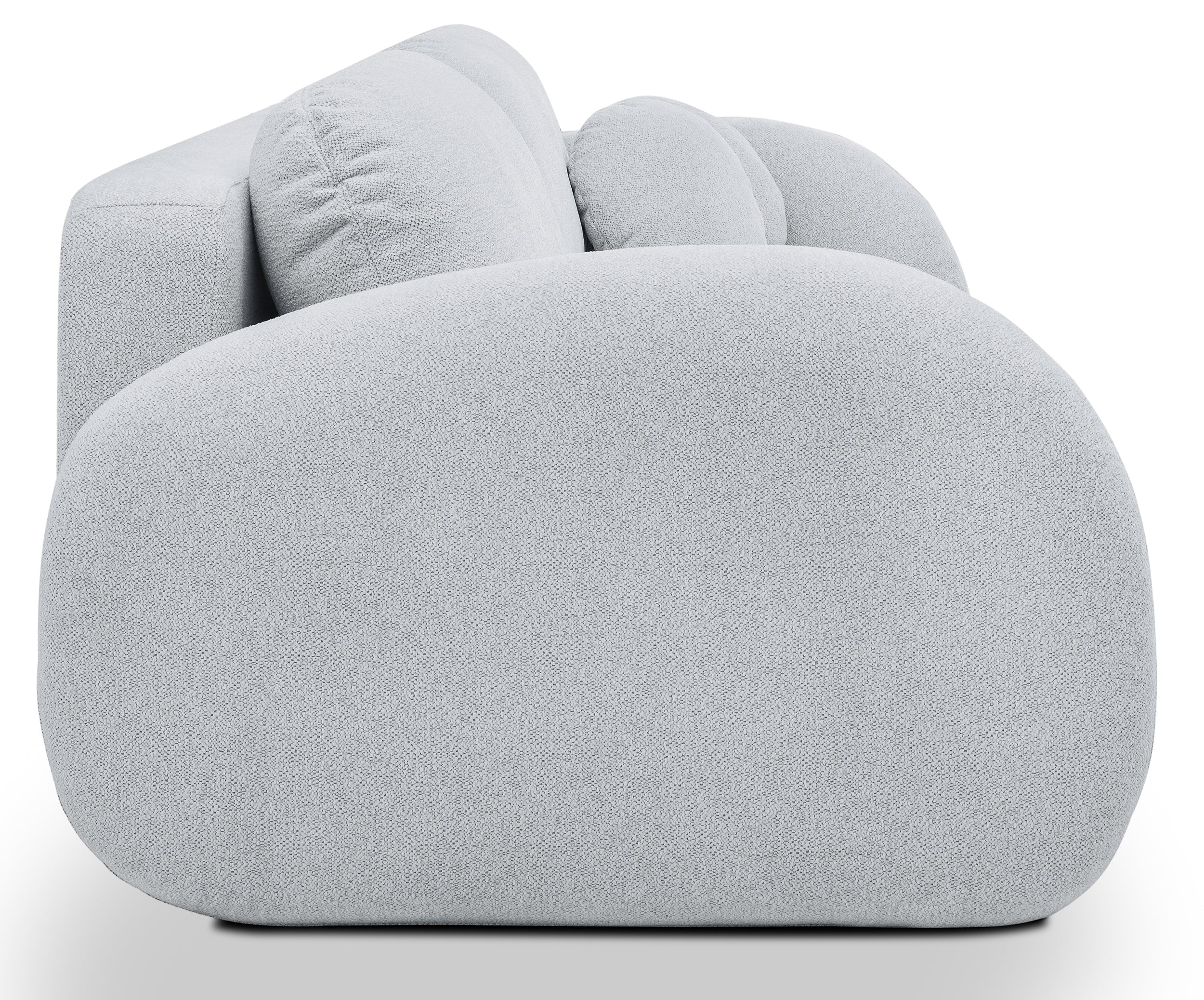 Dreisitziges ausklappbares Sofa Ovally mit Stauraum, hellgrauer Chenillestoff