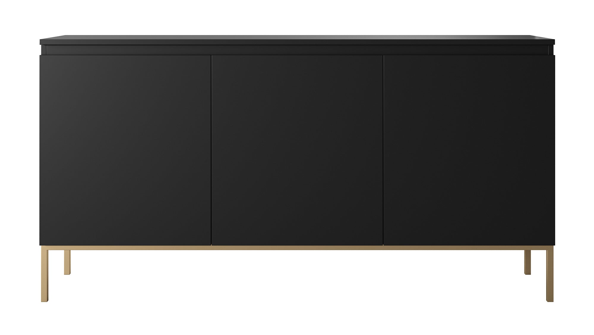 Drehtür-Kommode Bemmi 150 cm schwarz mit goldenen Beinen