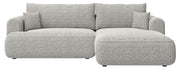 Ecksofa mit Schlaffunktion Ovo L-förmig, grau-beige Flechtoptik, rechtsseitig