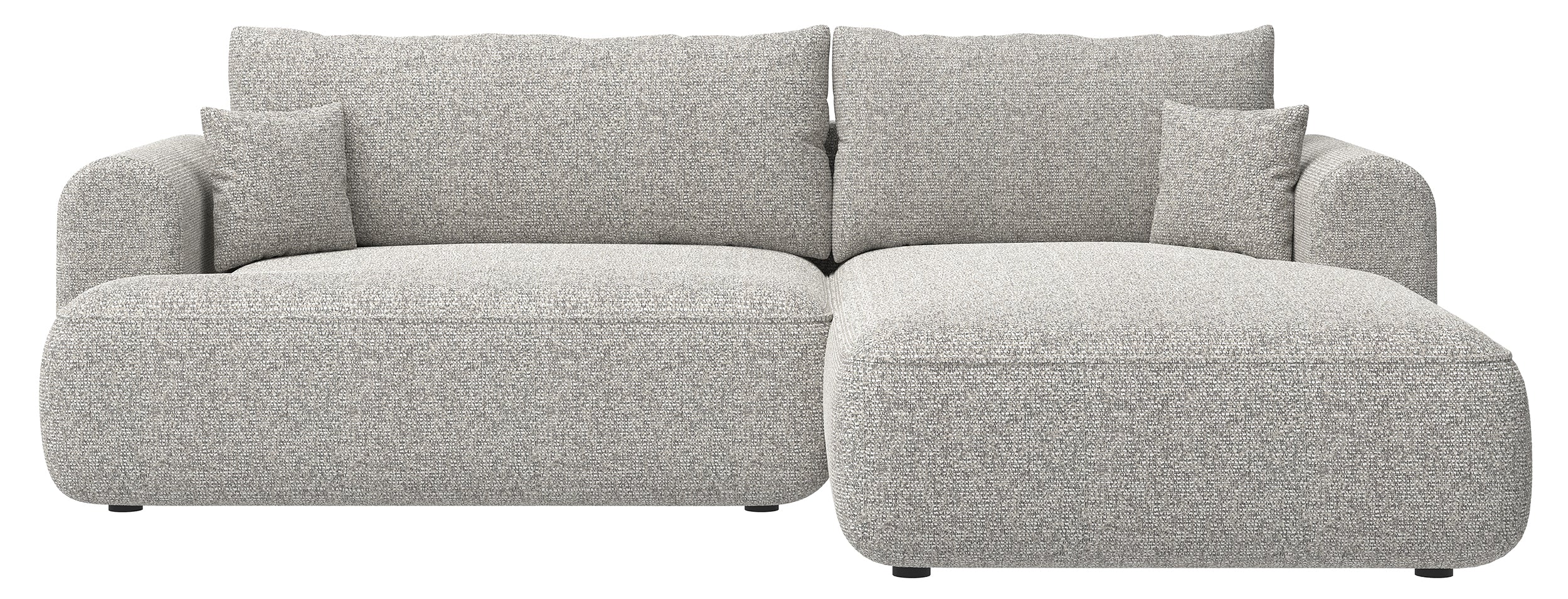Ecksofa mit Schlaffunktion Ovo L-förmig, grau-beige Flechtoptik, rechtsseitig