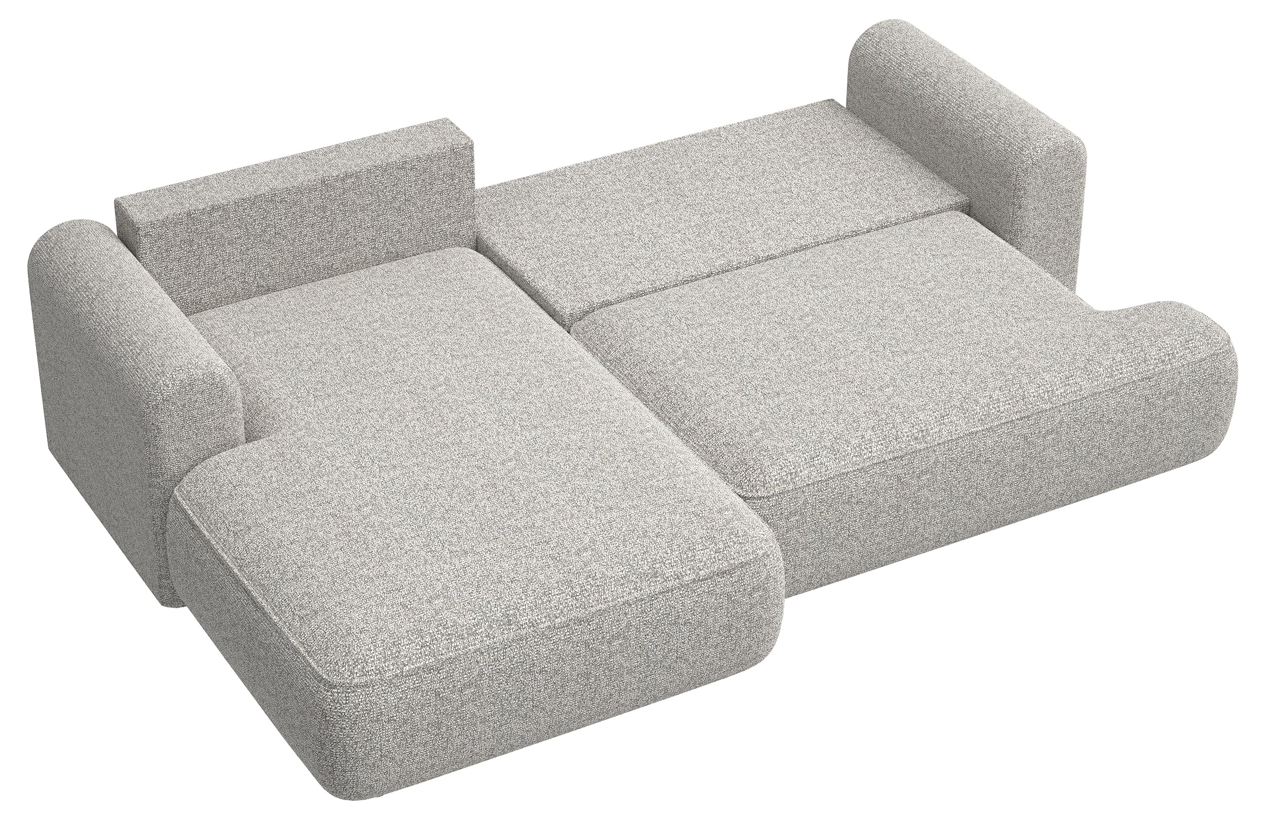 Ecksofa mit Schlaffunktion Ovo, L-förmig, grau-beige Geflecht, linksseitig