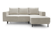 Ecksofa mit Schlaffunktion Rodario Mini, L-förmig, mit Stauraum, hellbeige Cord, rechtsseitig