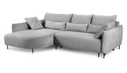 Ecksofa Oblivio mit Schlafunktion, L-förmig, mit Stauraum, grauer Chenille, linksseitig