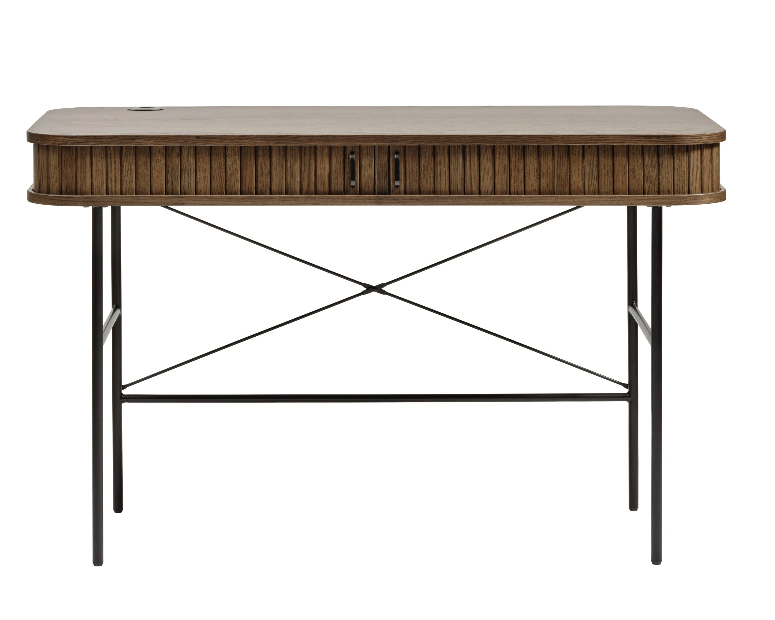 Schreibtisch Gativel 120x60 cm Lamellen in gebranntem Eichenholz
