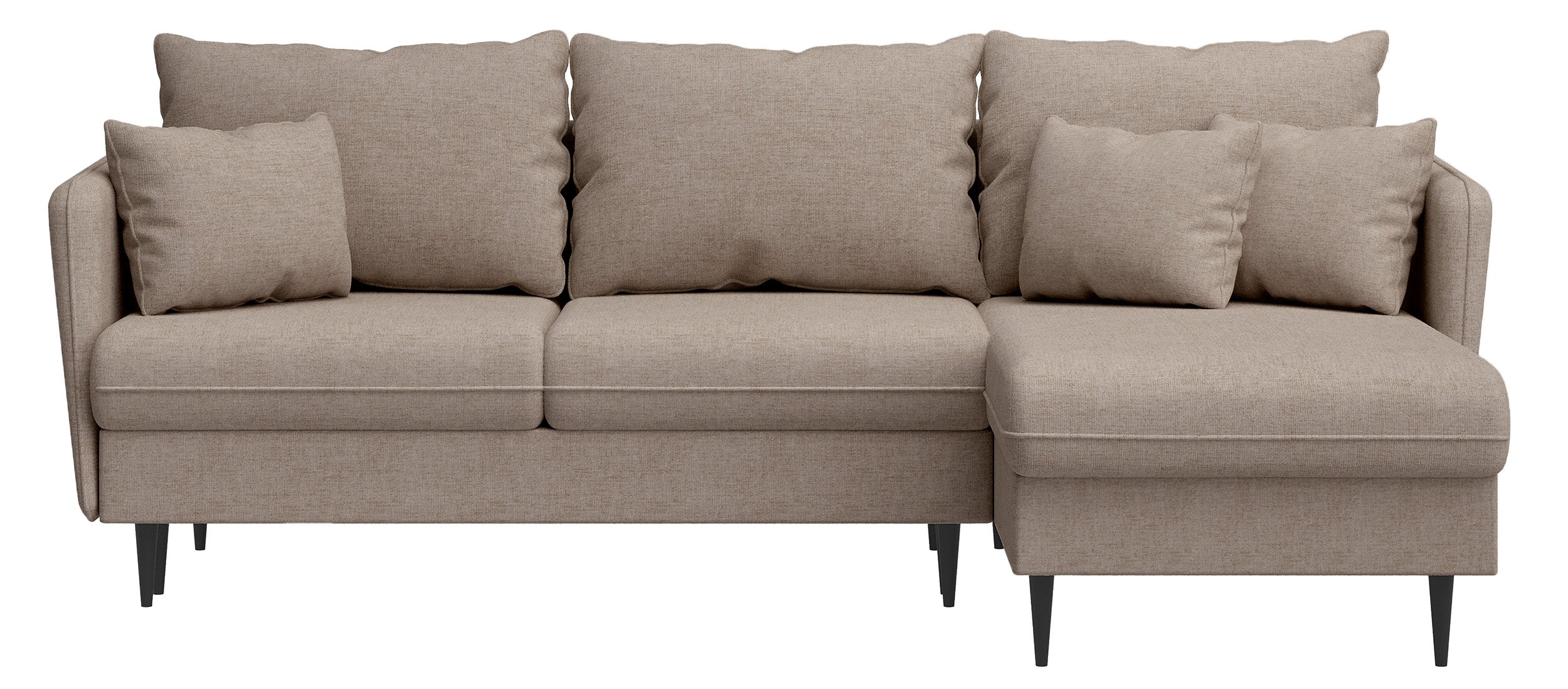 Ecksofa mit Schlaffunktion Volio, L-förmig, beige Chenille, schwarze Beine