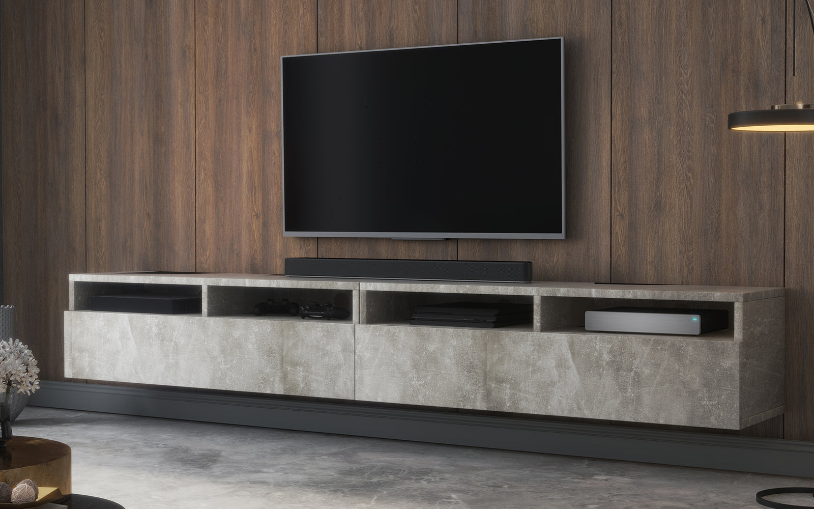 TV-Schrank mit zwei Schubladen Rednaw 200 cm Beton