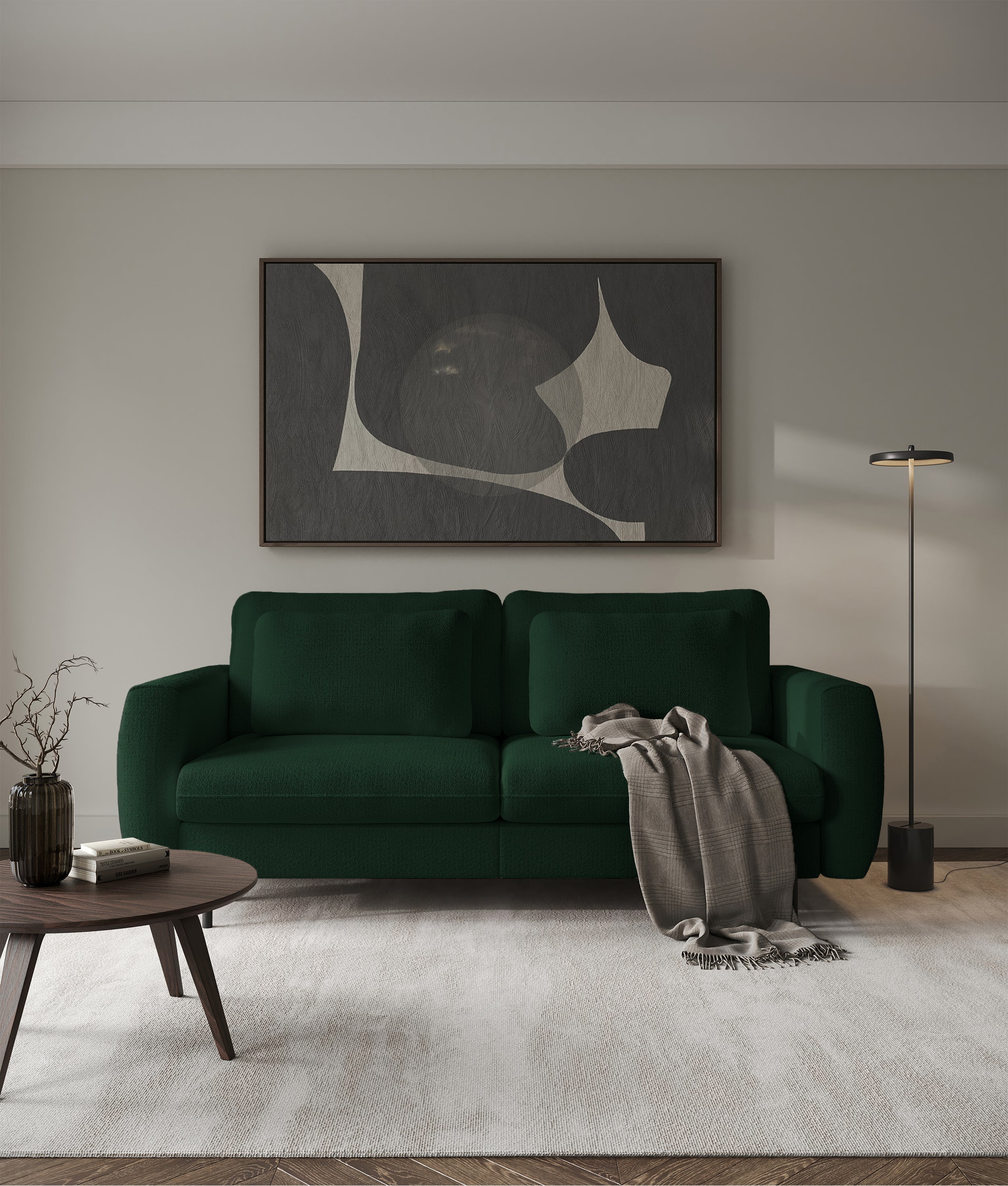 Dreisitziges Schlafsofa Rane mit Stauraum, flaschengrün, hydrophobes Chenillegewebe