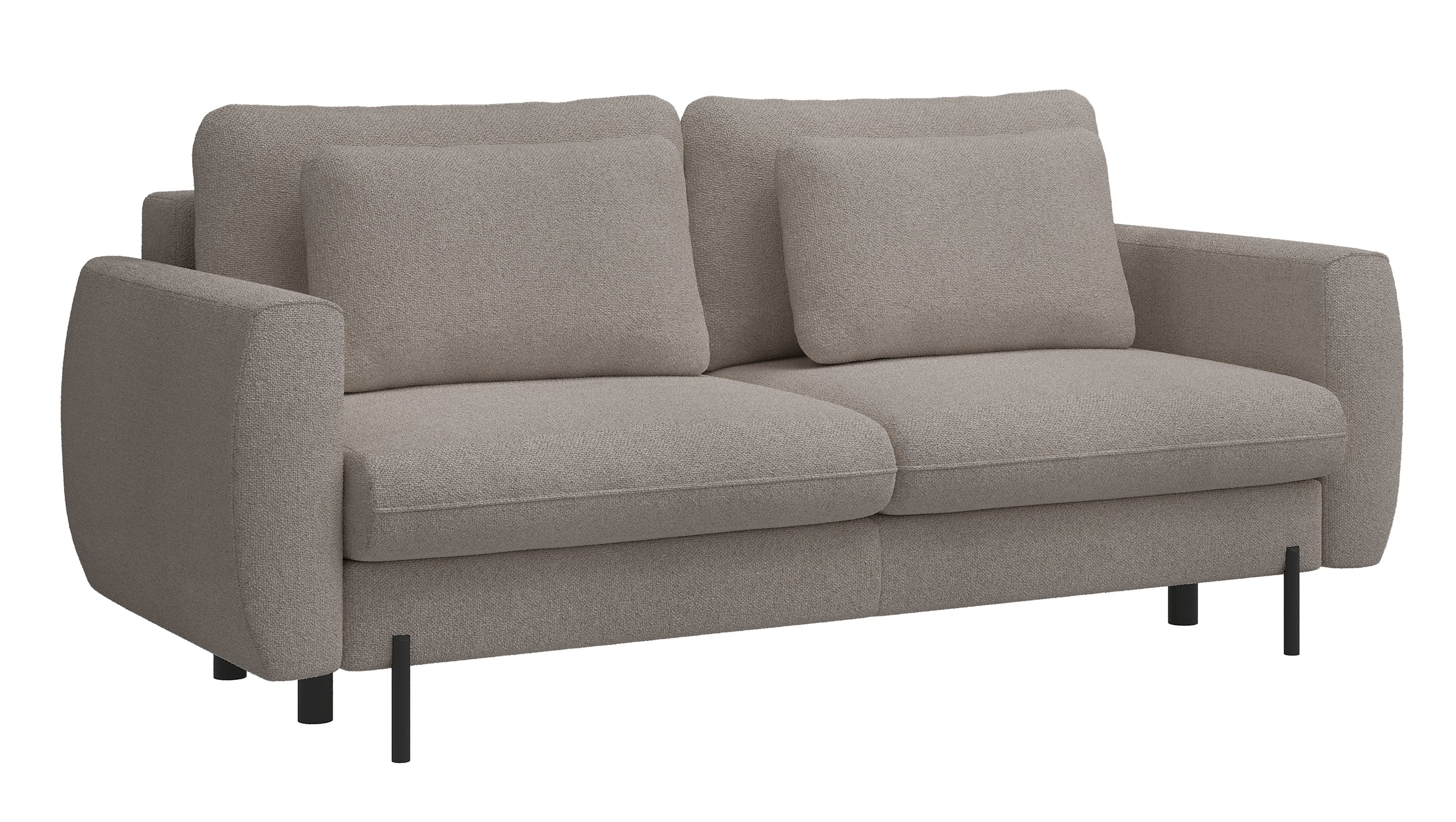Dreisitziges ausklappbares Sofa Rane mit Stauraum, hellbrauner hydrophober Chenillestoff