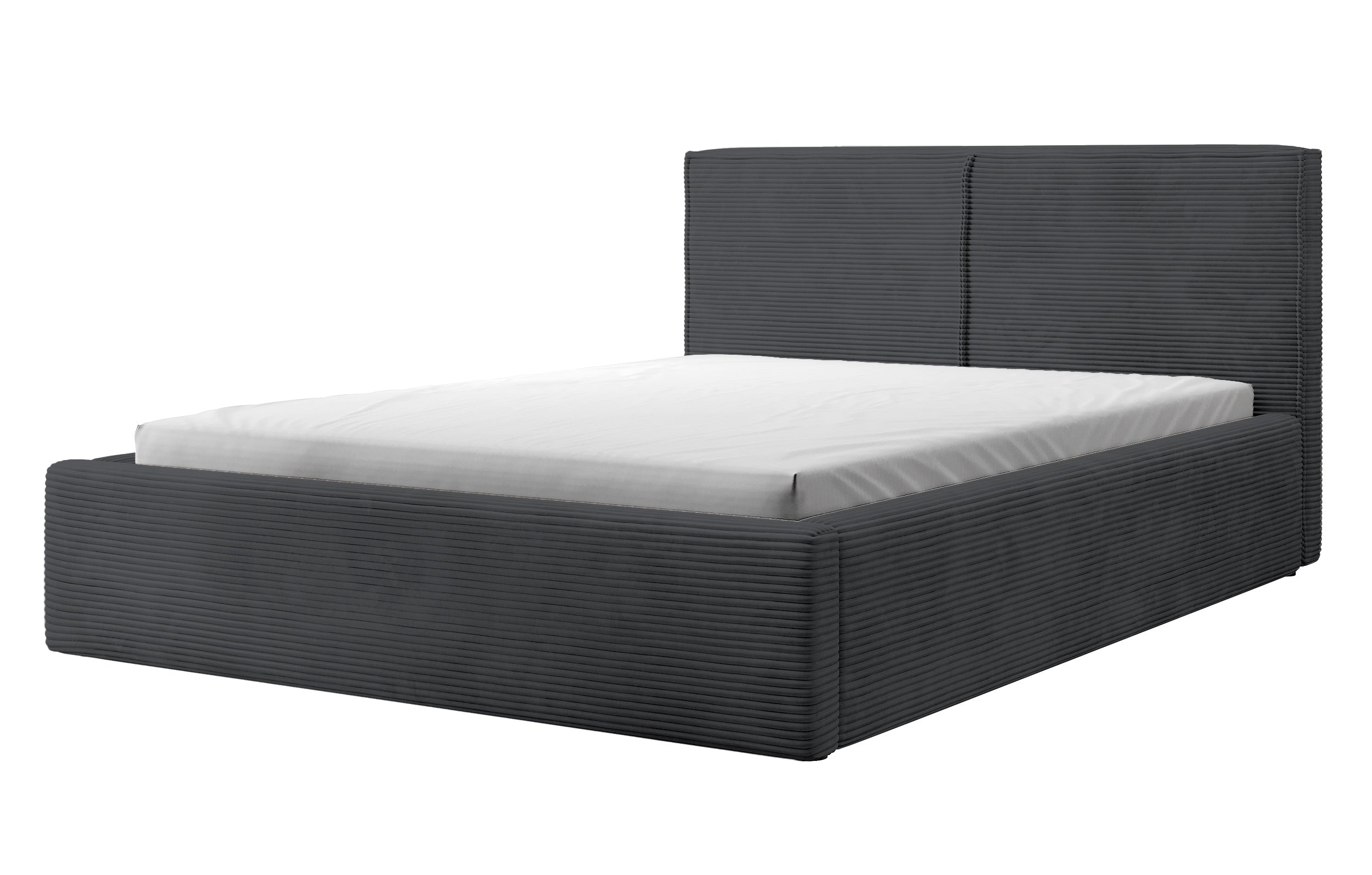 Polsterbett 180x200 cm Farese mit Stauraum und Gasdruckfeder, dunkelgrauer Cord
