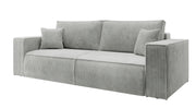 Dreisitziges ausklappbares Sofa Farese mit Stauraum, hellgrauer Cordstoff