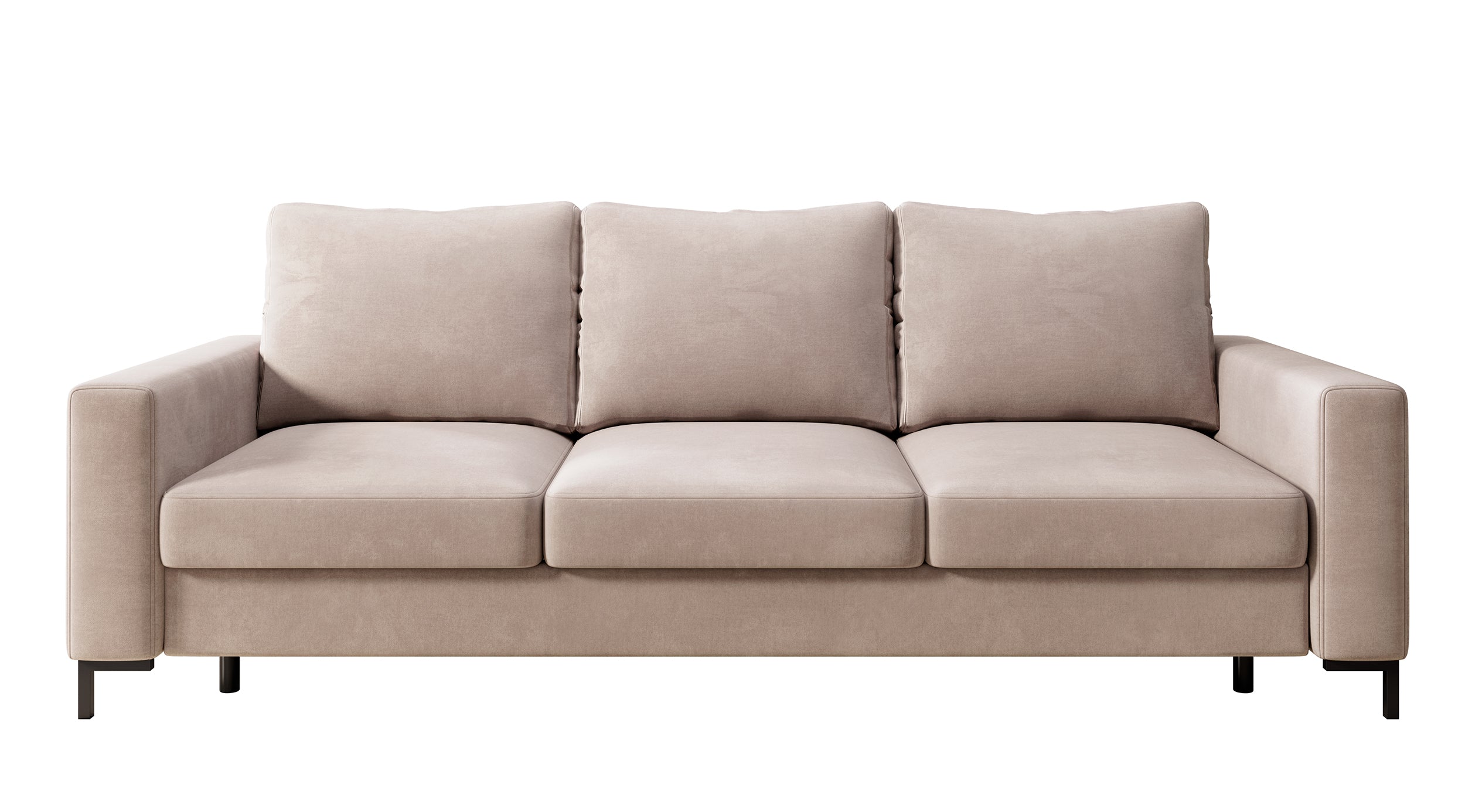 Dreisitziges Schlafsofa Mokpeo mit Stauraum, beige Samt