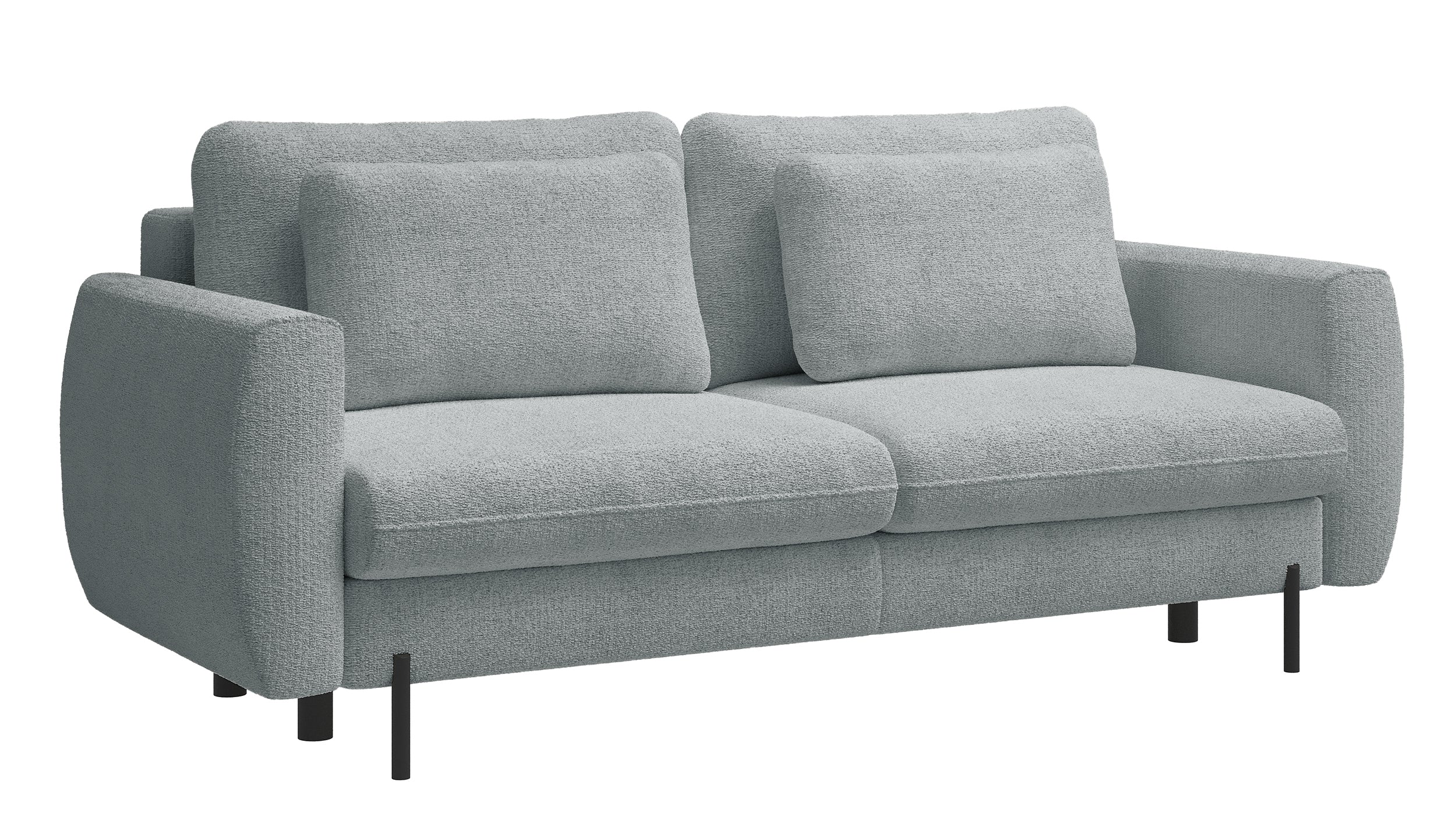 Dreisitziges ausklappbares Sofa Rane mit Stauraum, grauer hydrophober Chenille-Stoff