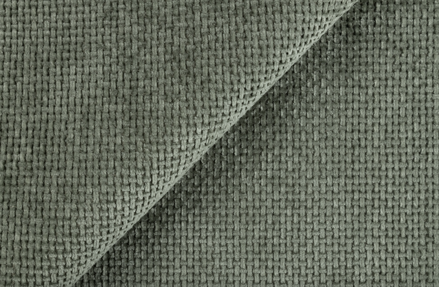 Dreisitziges Sofa Dandelino mit Schlafunktion, grüner hydrophober Chenillestoff