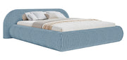 Polstermöbelbett 140x200 cm Shels Low mit Stauraum, Metallrahmen, dicke blaue Cordstruktur