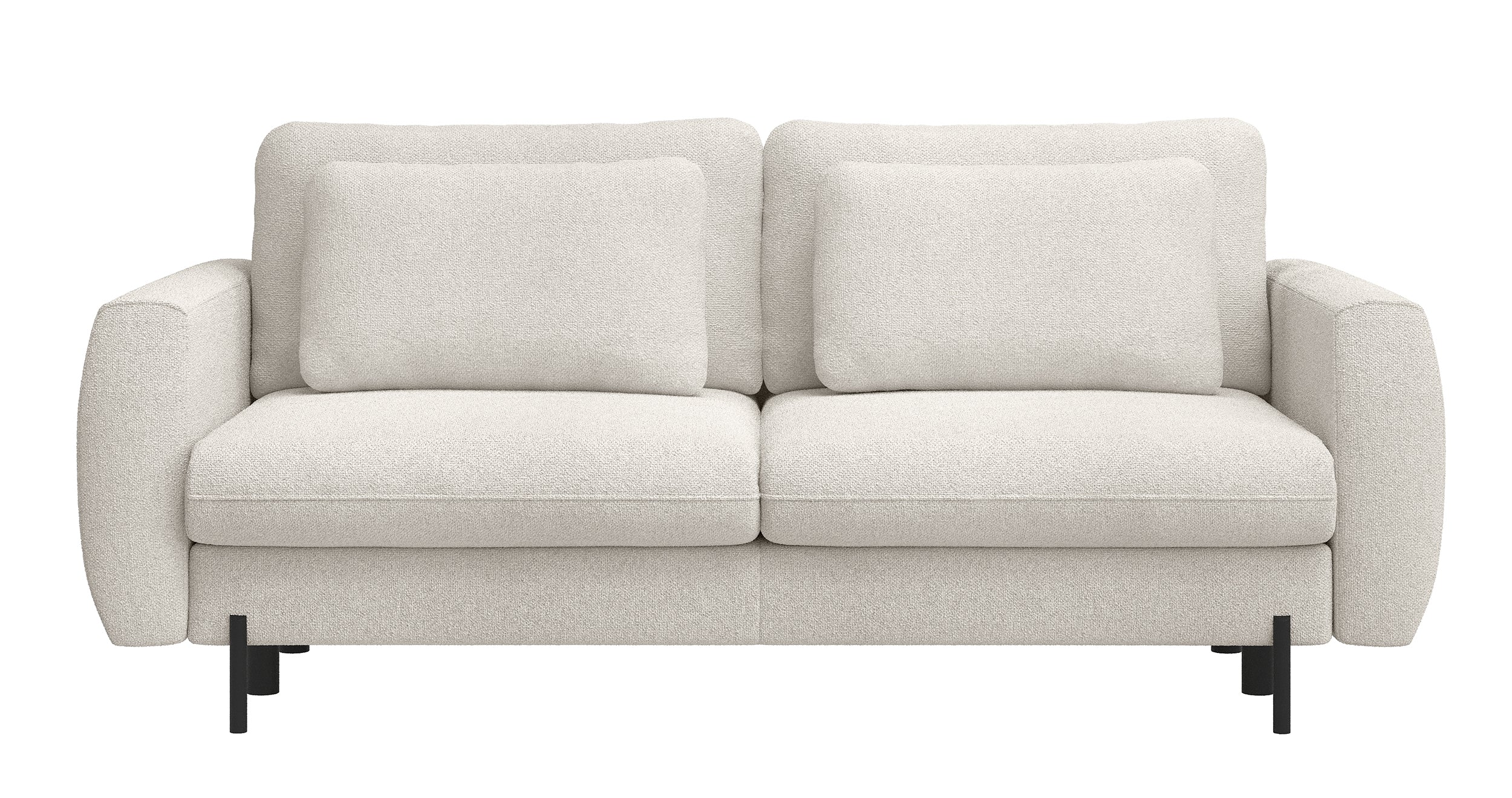 Dreisitziges ausklappbares Sofa Rane mit Stauraum, cremefarben, hydrophobes Chenille